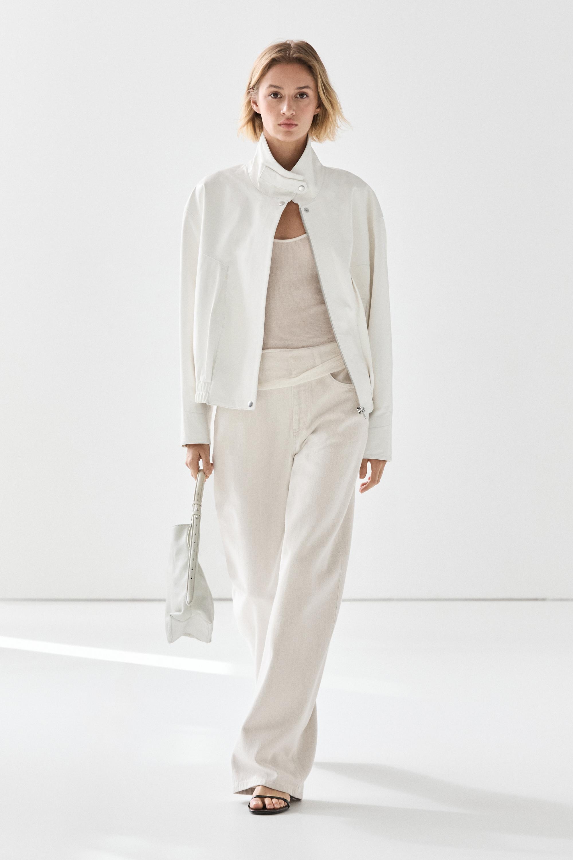 Nappa leather bomber jacket — WHITE