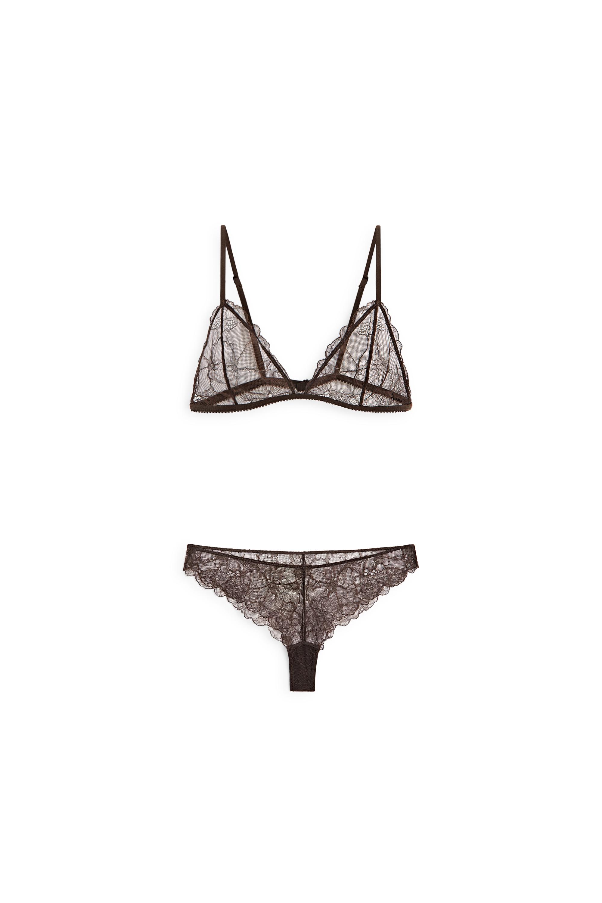 Floral lace briefs — BROWN