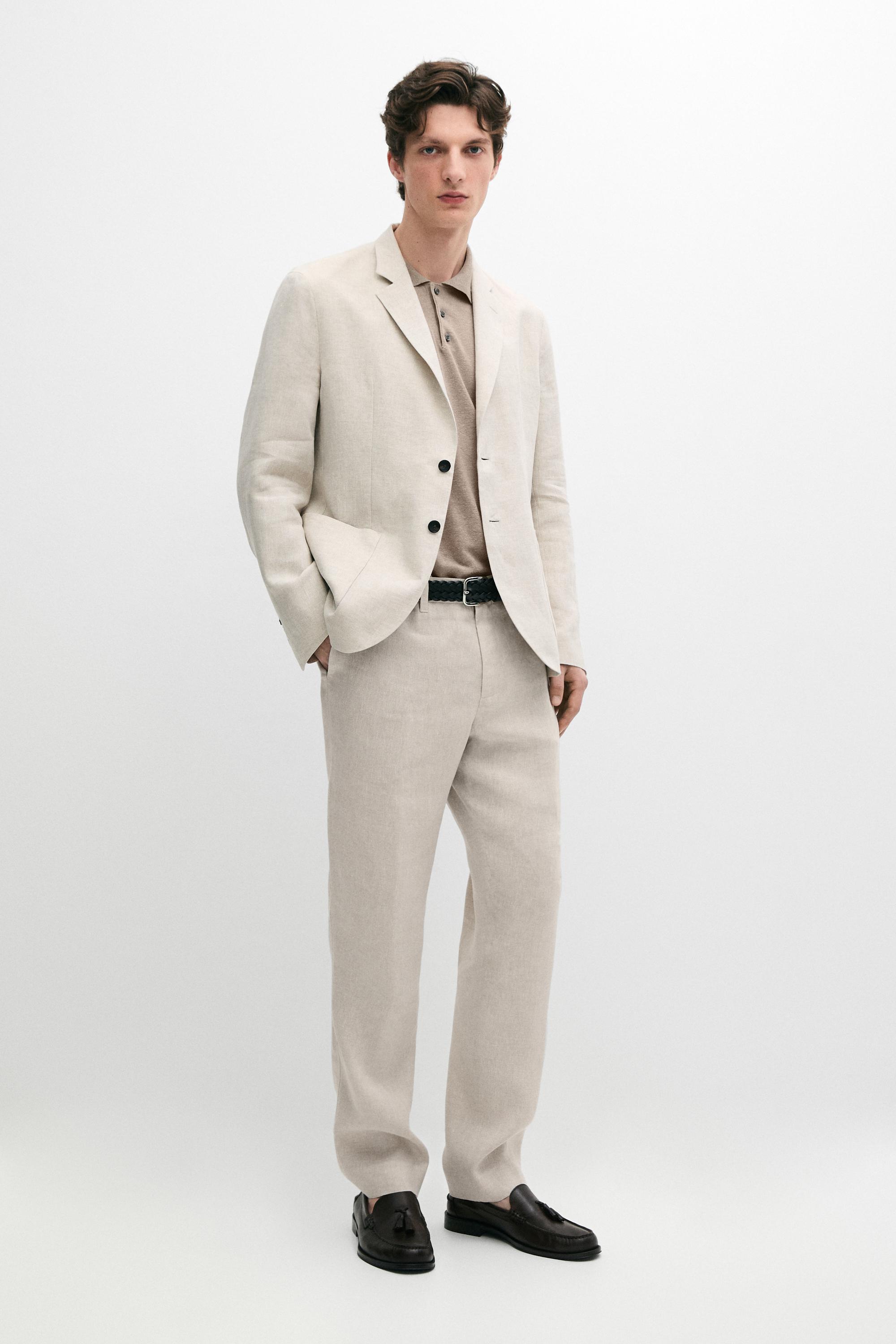 Linen suit trousers — CREAM