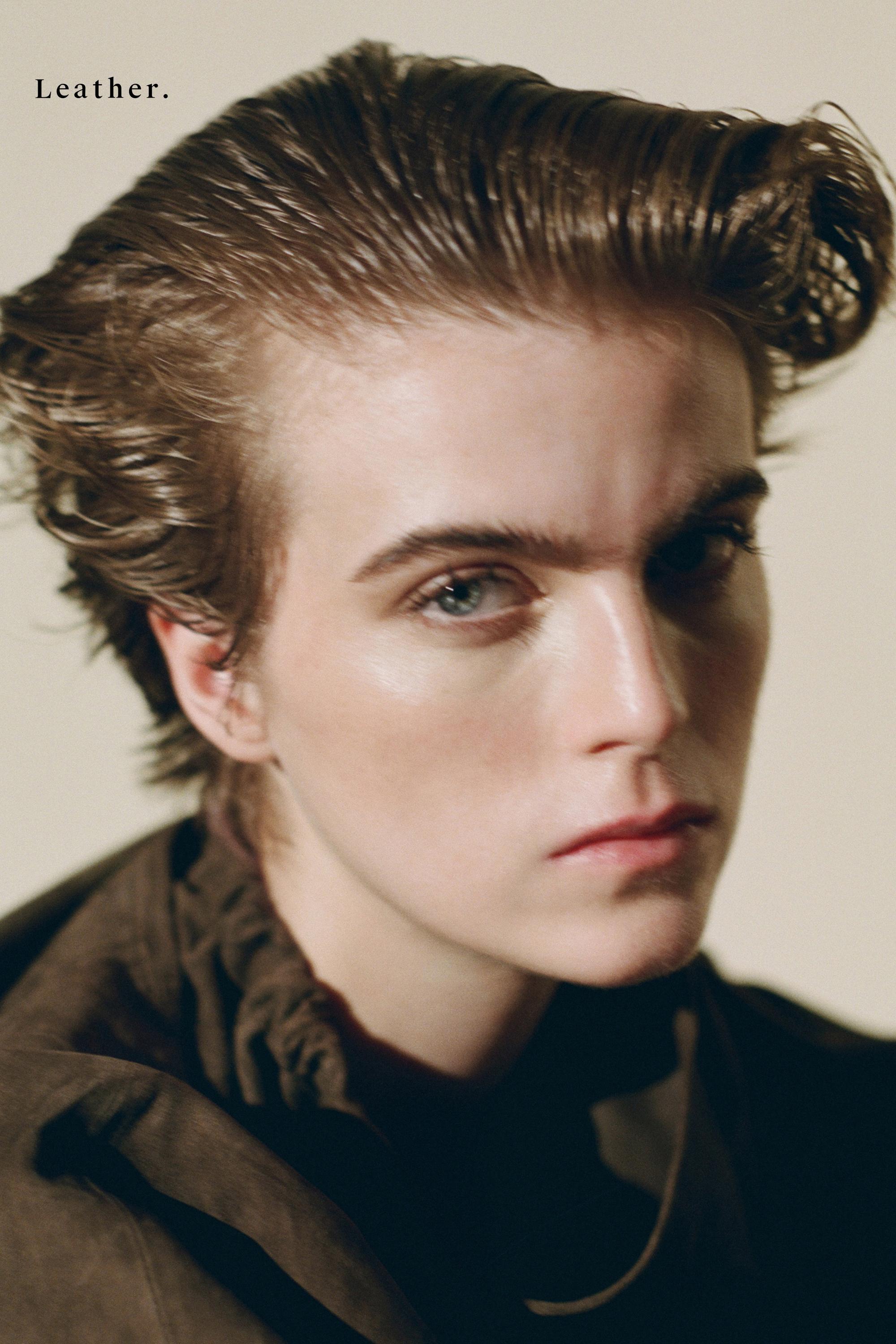 High-neck suede shirt — KHAKI