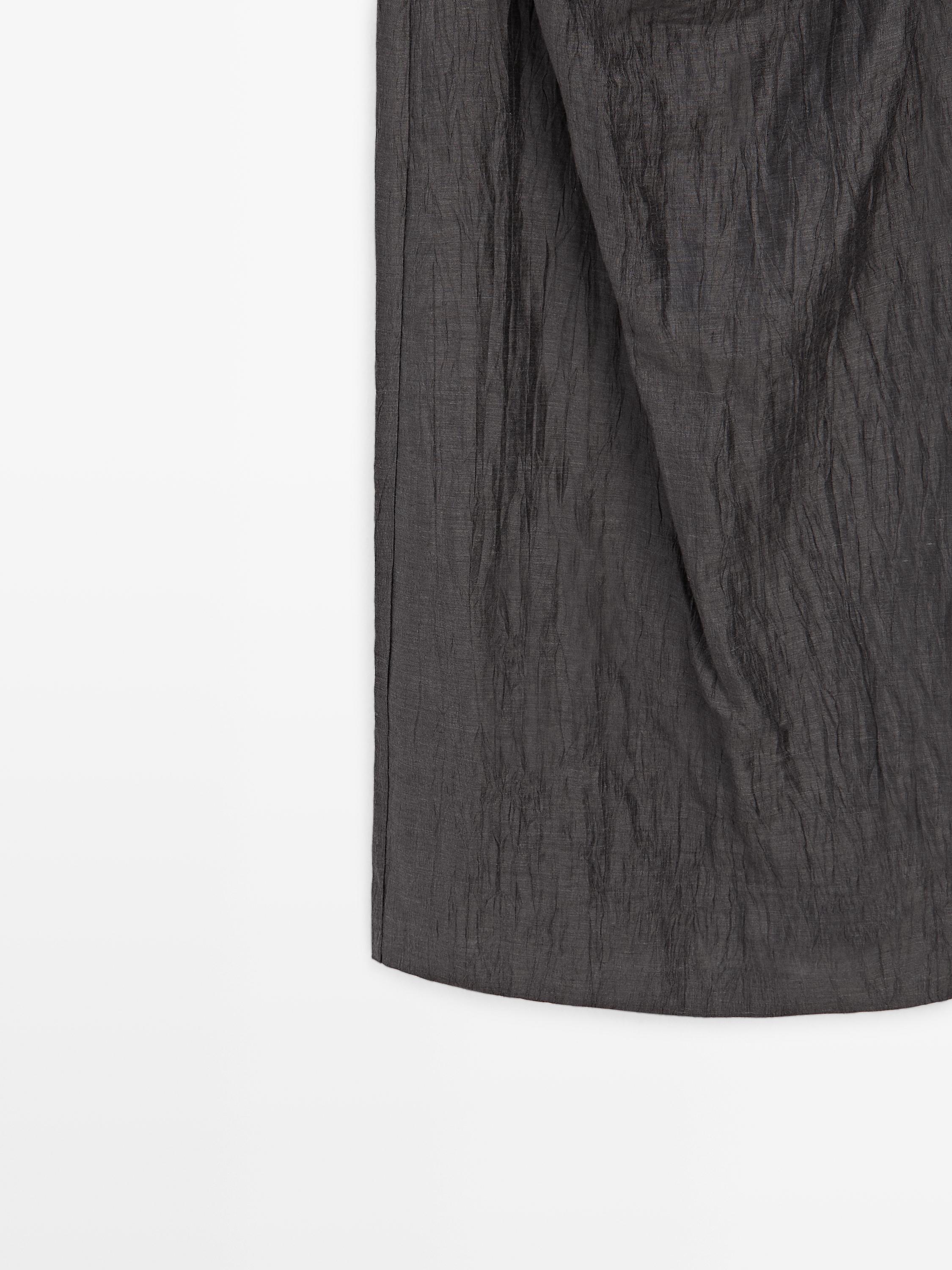 Midi dress with pleated shoulder detail — DARK GREY
