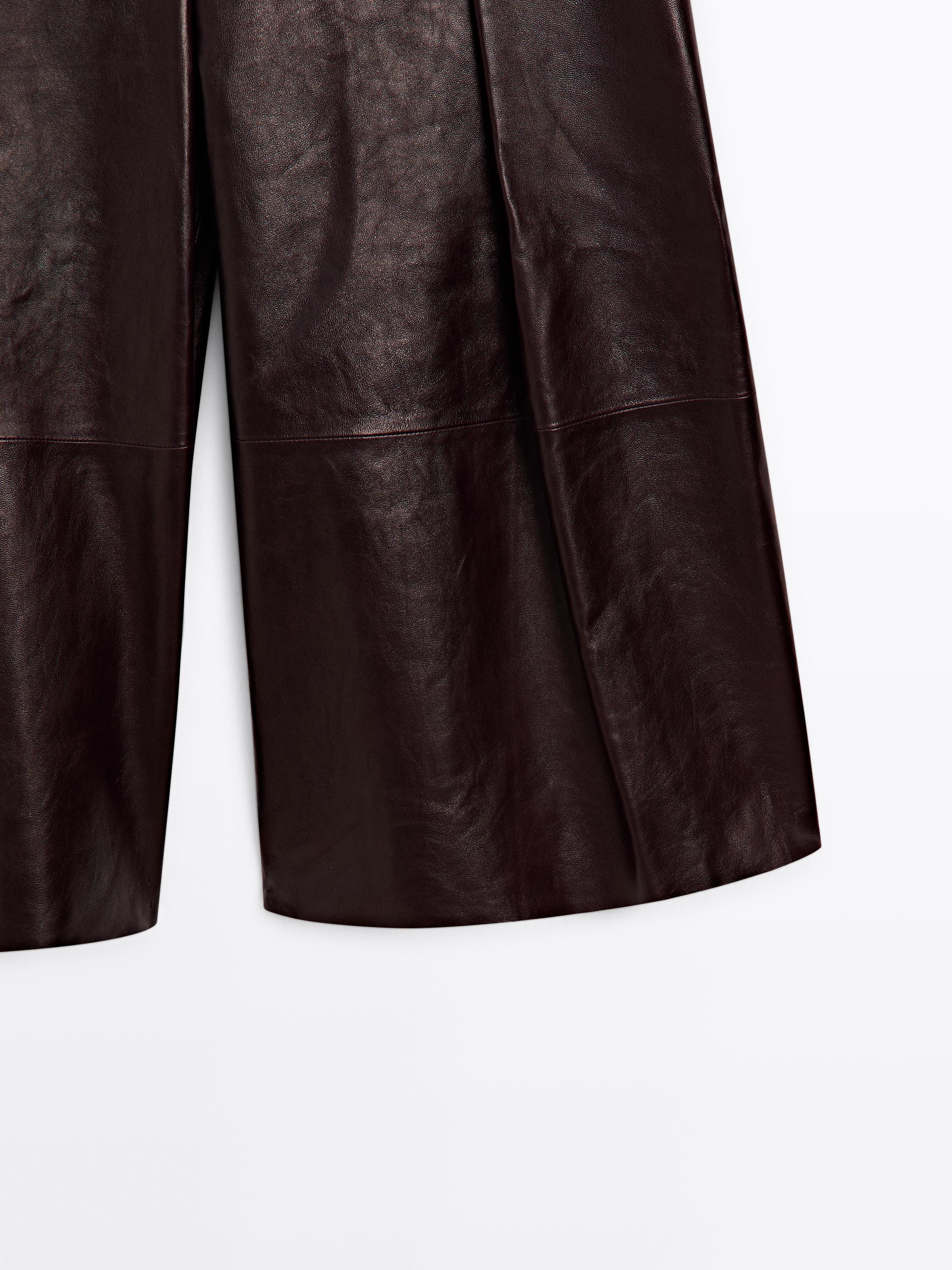 Βερμούδα από δέρμα νάπα με πιέτες - STUDIO