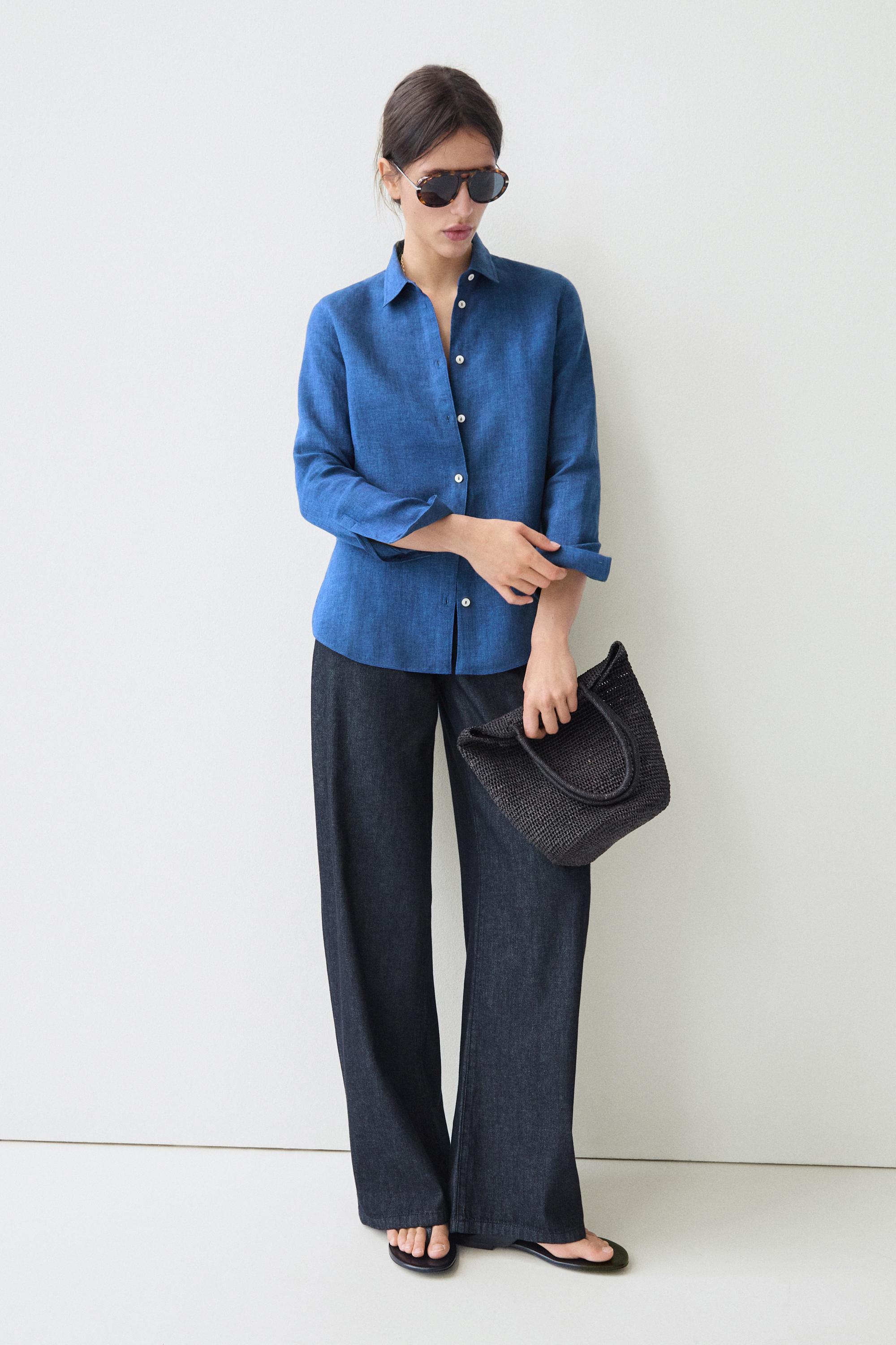 Flowing 100% linen shirt — INDIGO