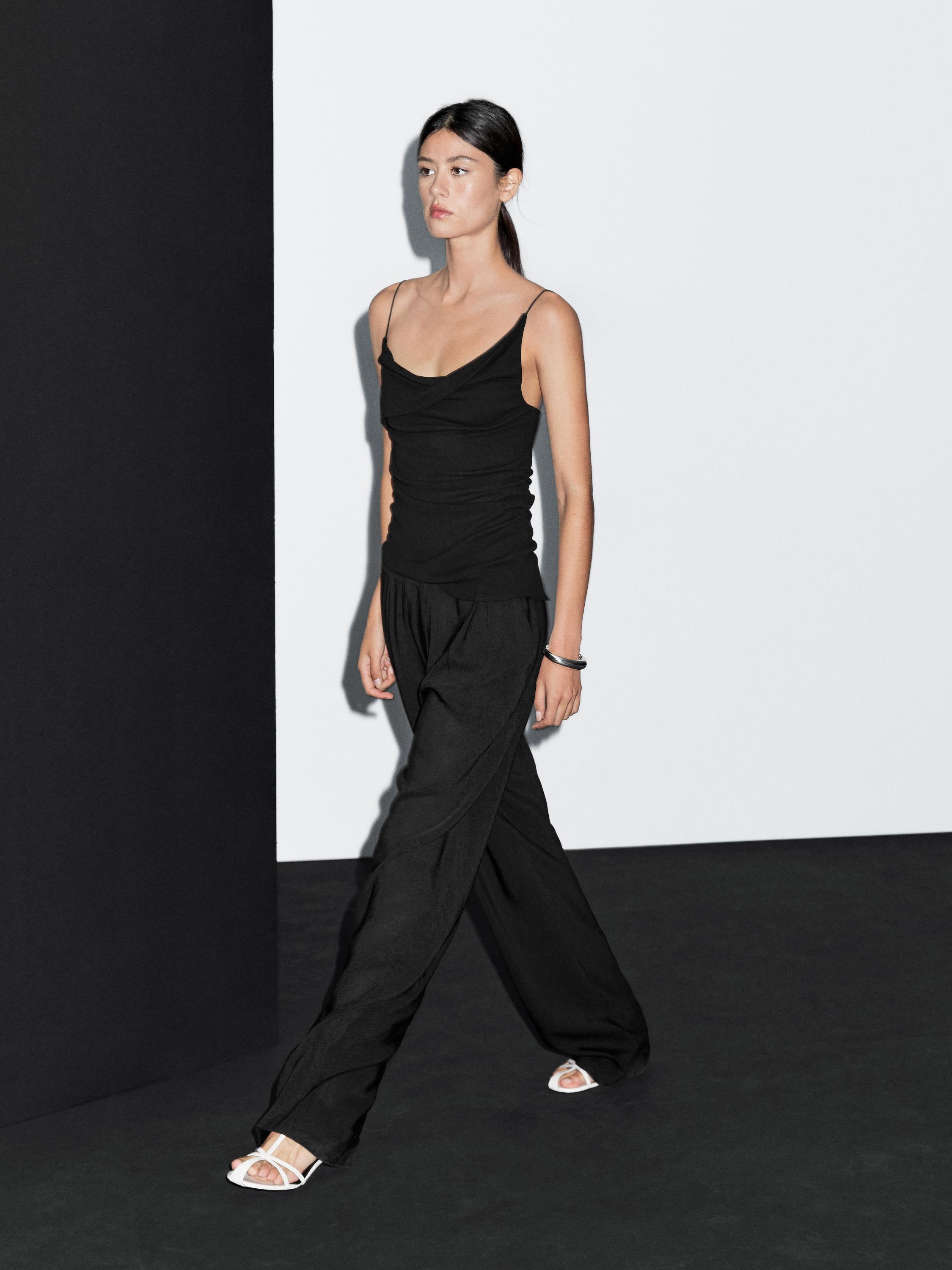 100% cotton top with asymmetric neckline