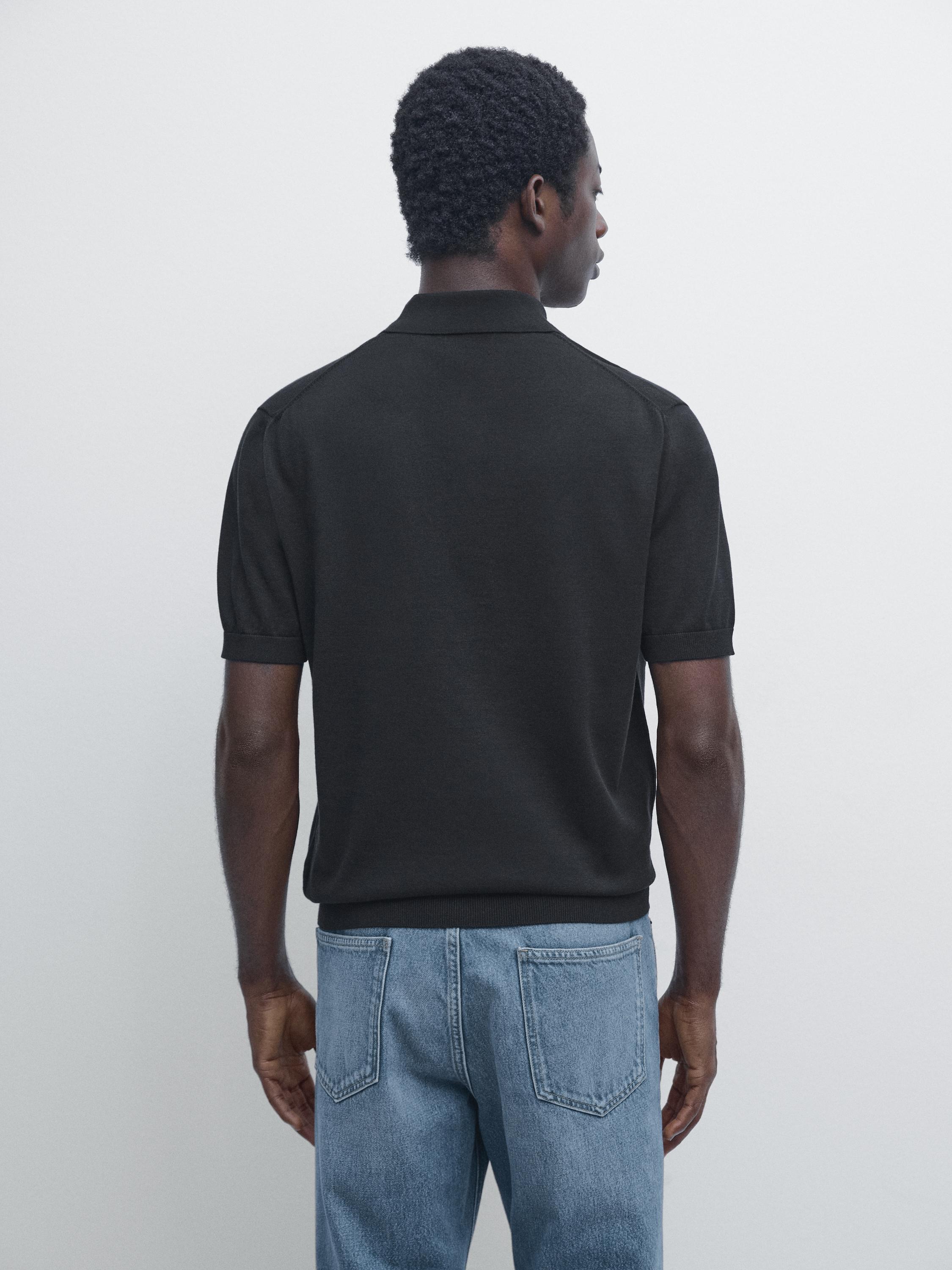 100% cotton knit polo shirt — NAVY BLUE