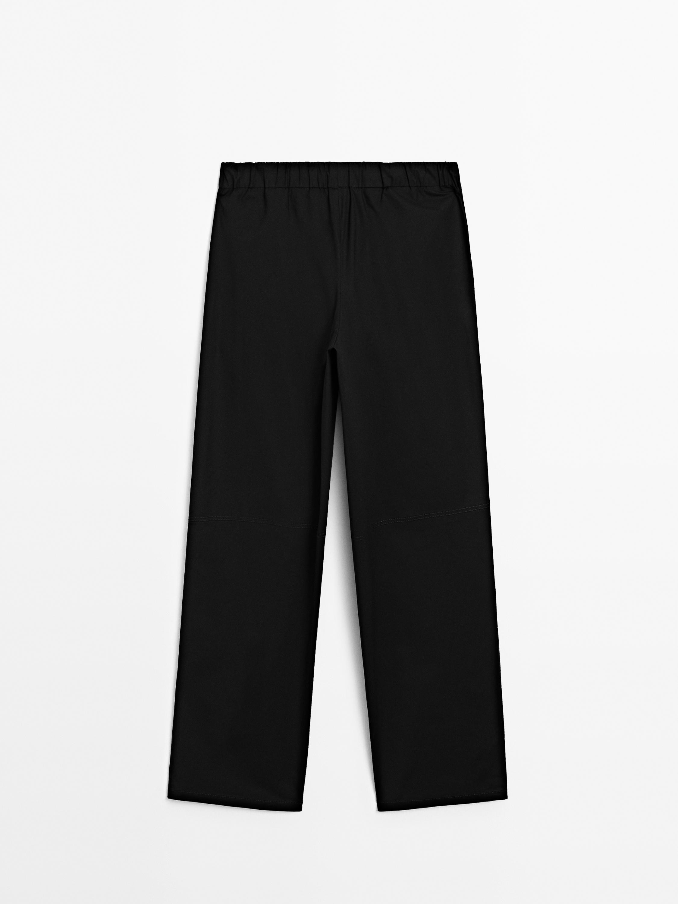 Poplin trousers with elasticated waistband