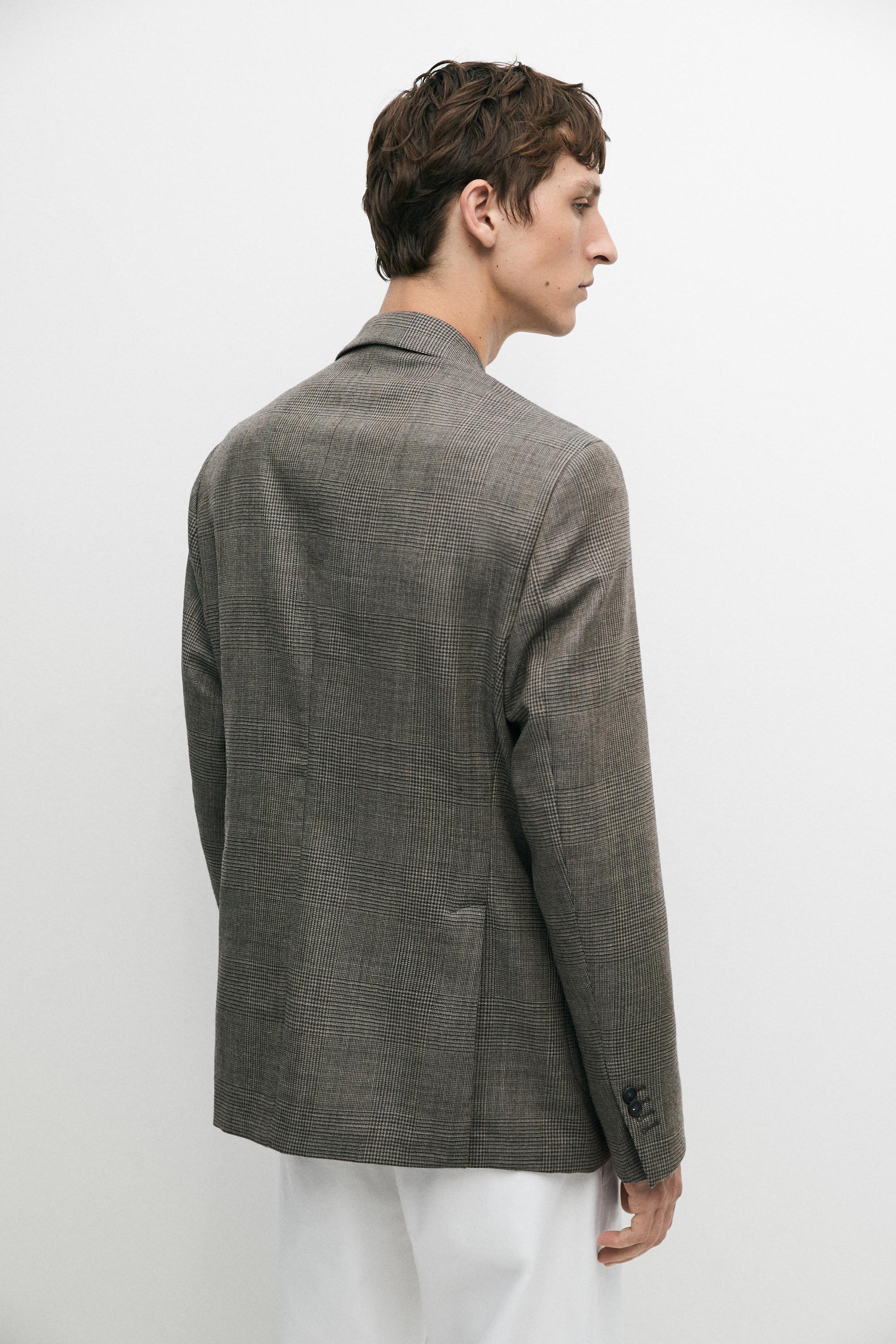 Tailored 100% wool check blazer — MINK