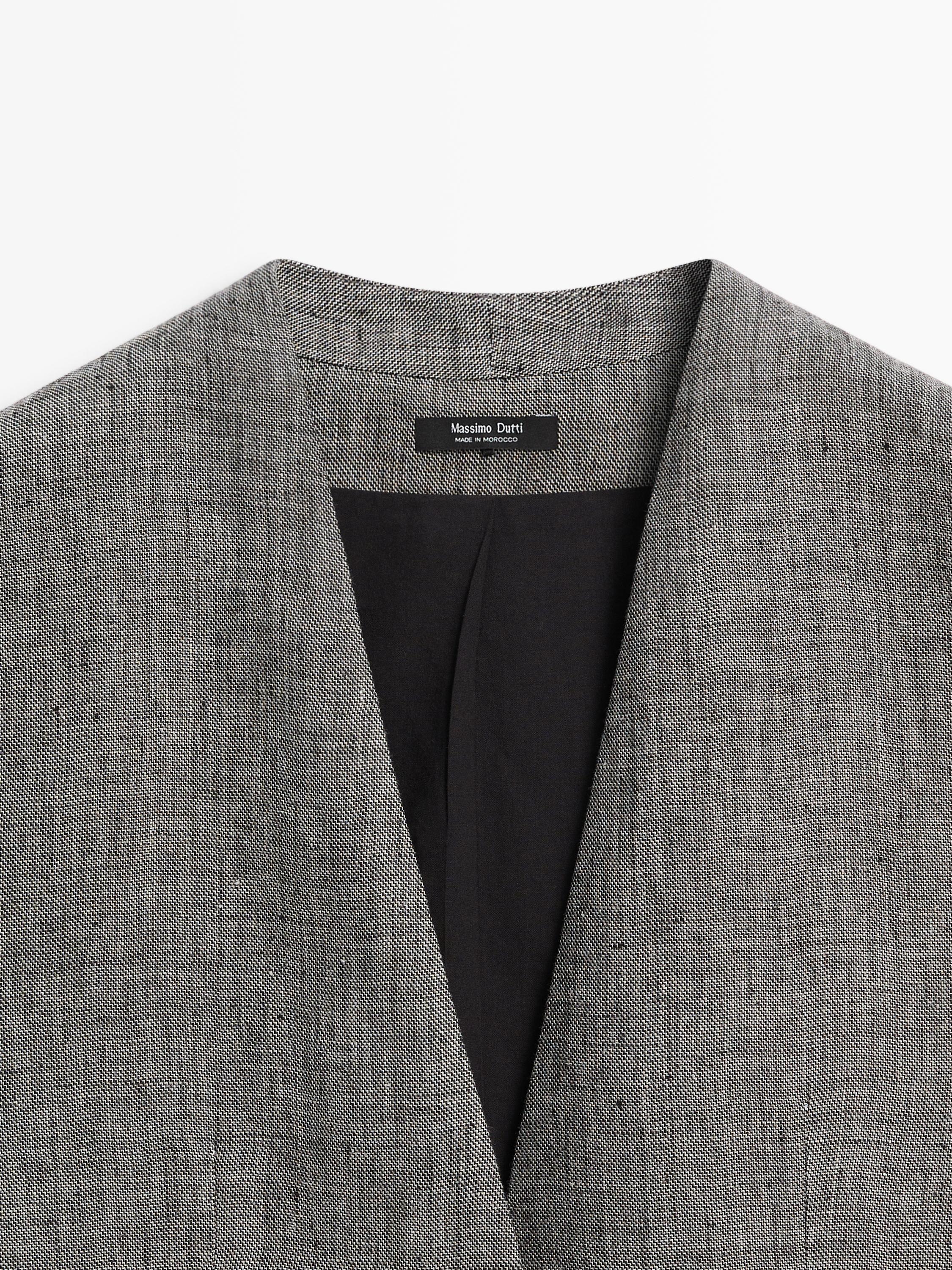 Linen waistcoat with structured shoulders — BLACK