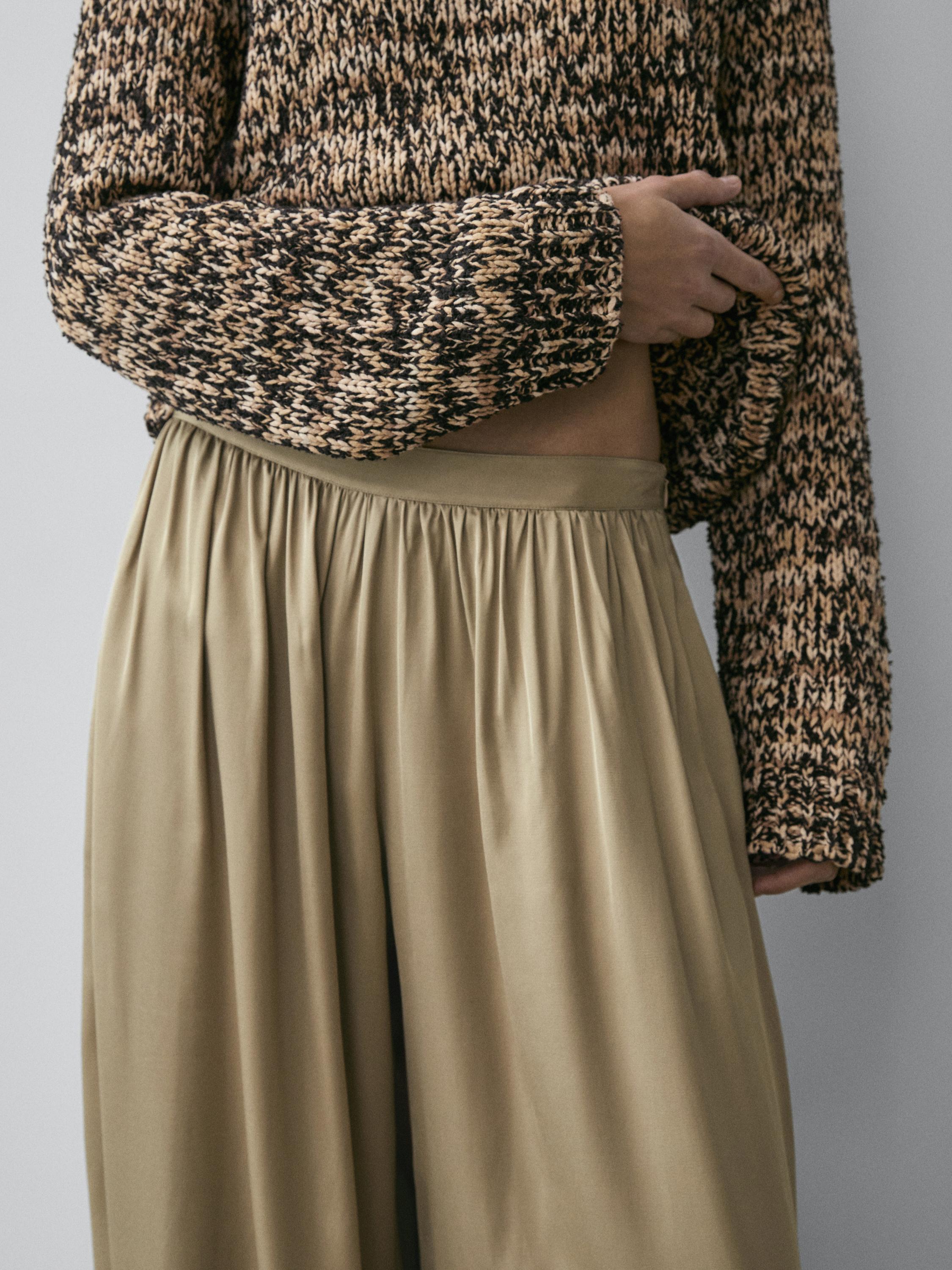Balloon fit satin pants — BEIGE