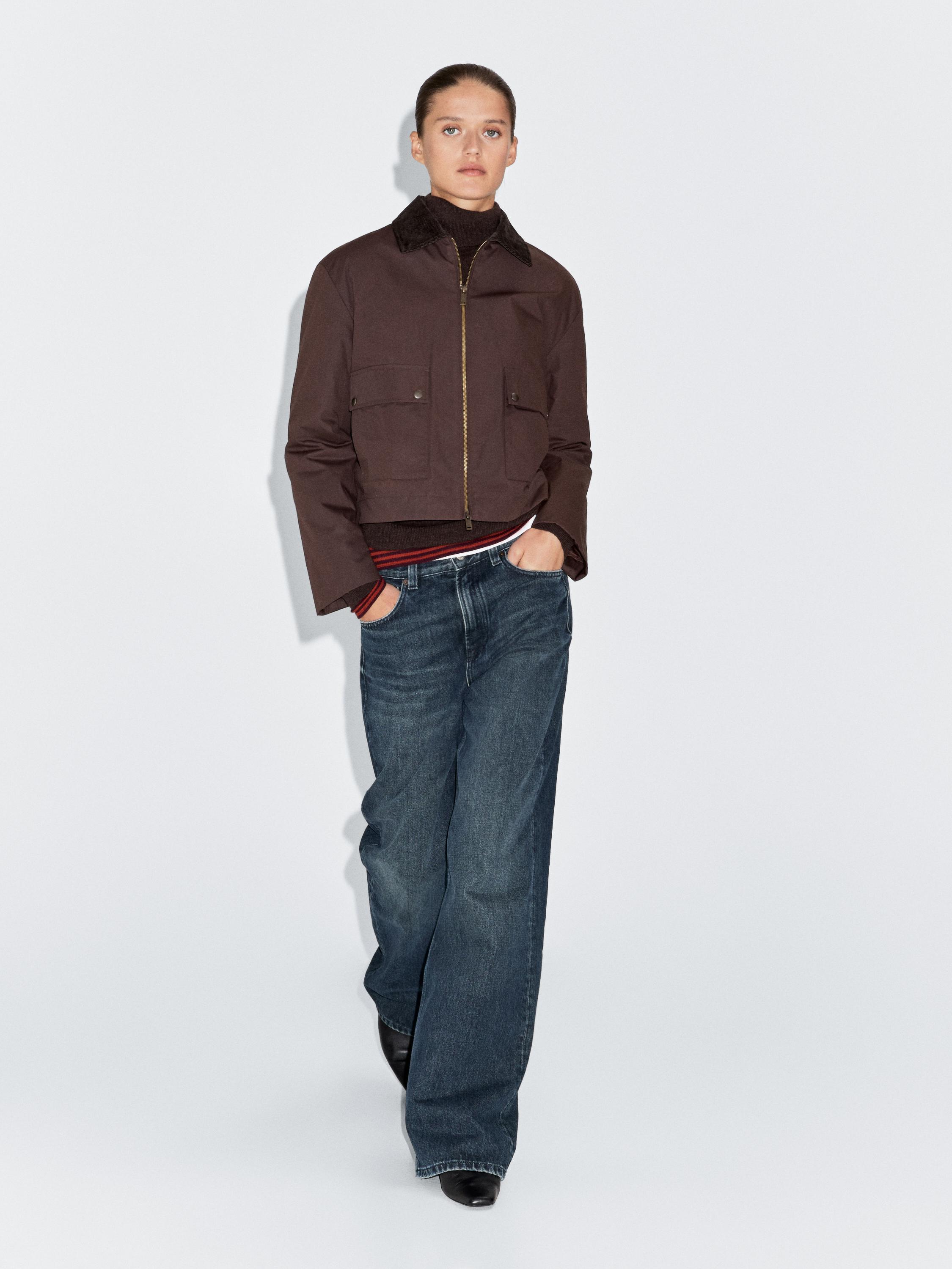 Short jacket with corduroy collar detail