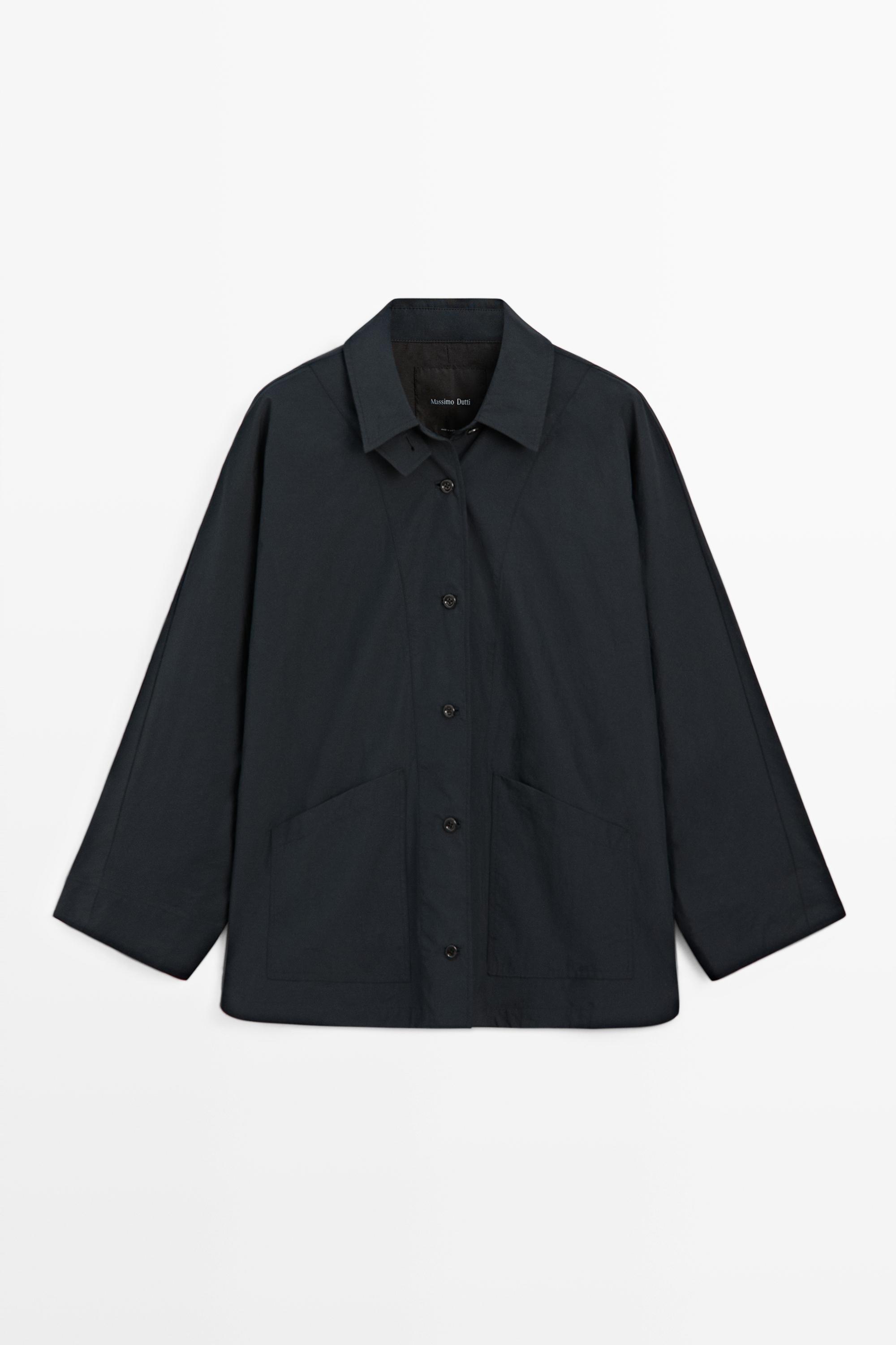 Jacket with buttoned collar strap — DEEP BLUE