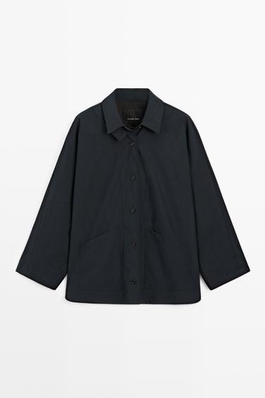 Jacket with buttoned collar strap — DEEP BLUE 2