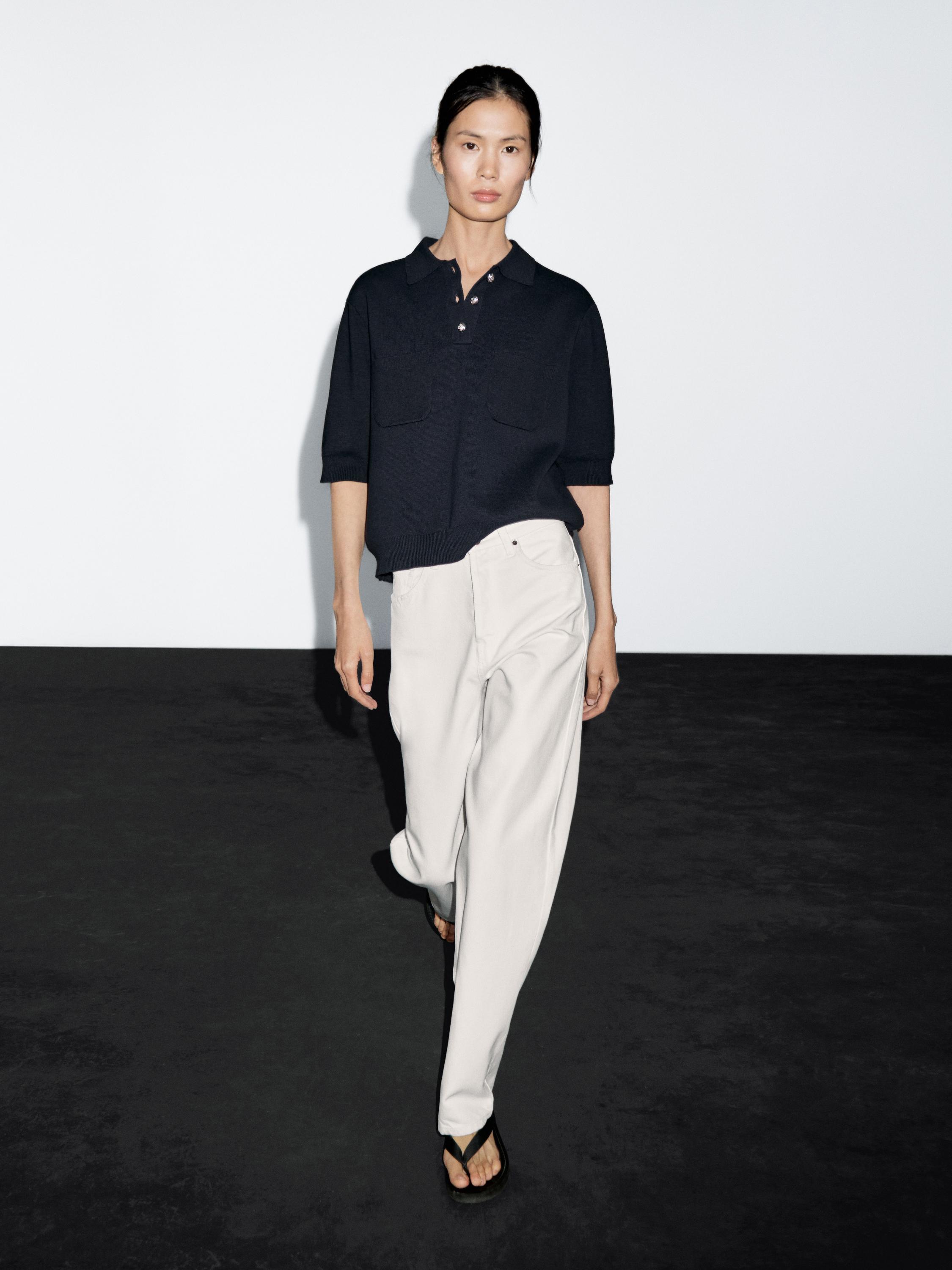 Cotton blend polo shirt with button details