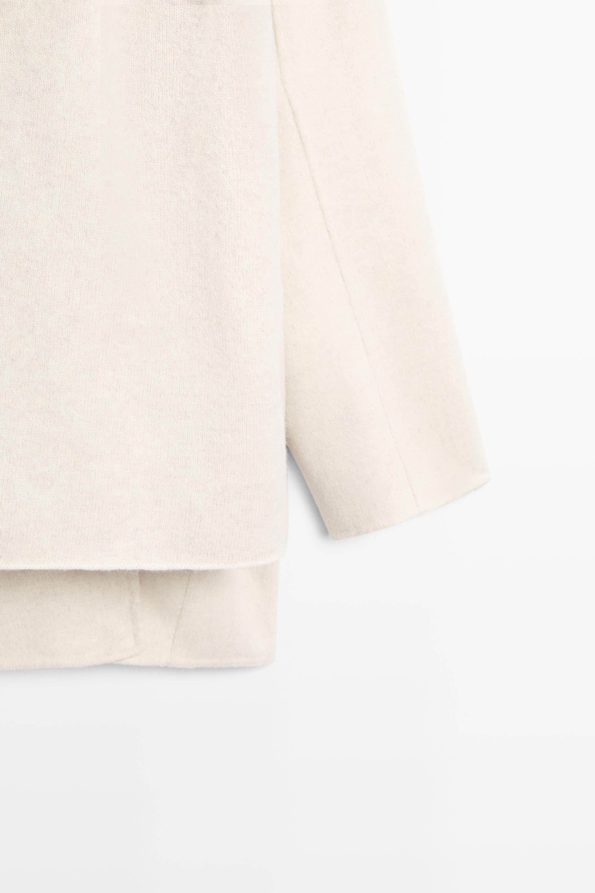 Wool-blend coat with scarf detail — BEIGE