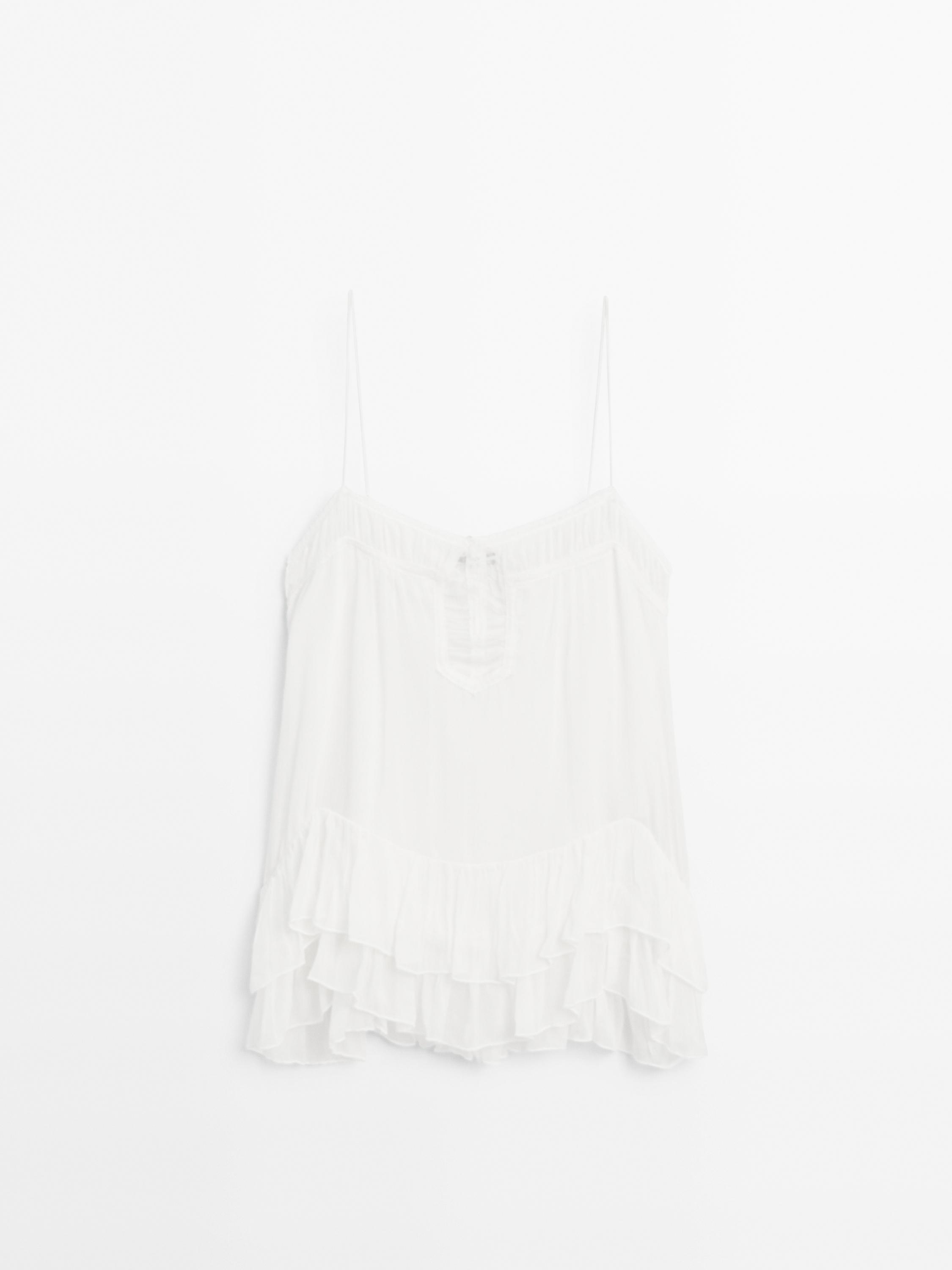 Flowing strappy top with ruffles