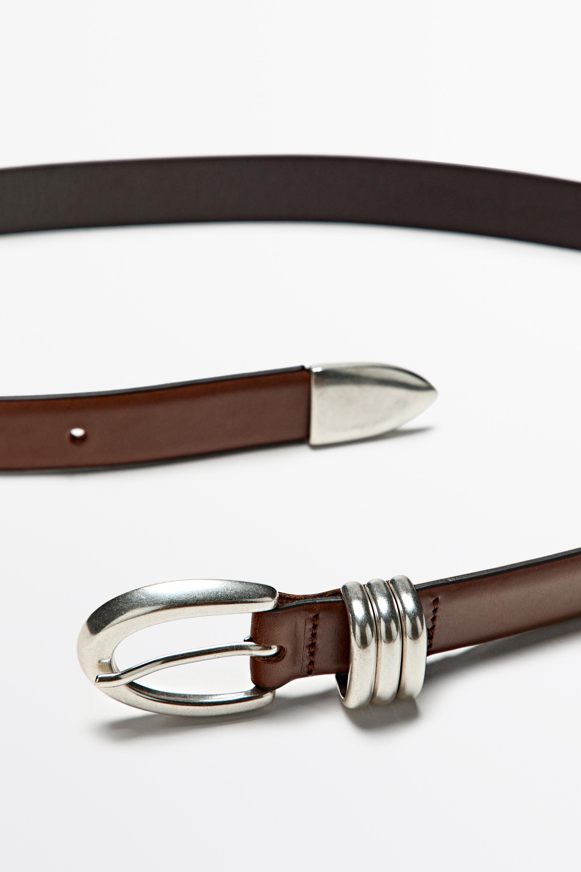 Nappa leather belt with metal detail — LEATHER