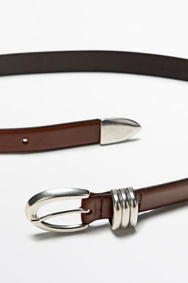 Nappa leather belt with metal detail — LEATHER 3