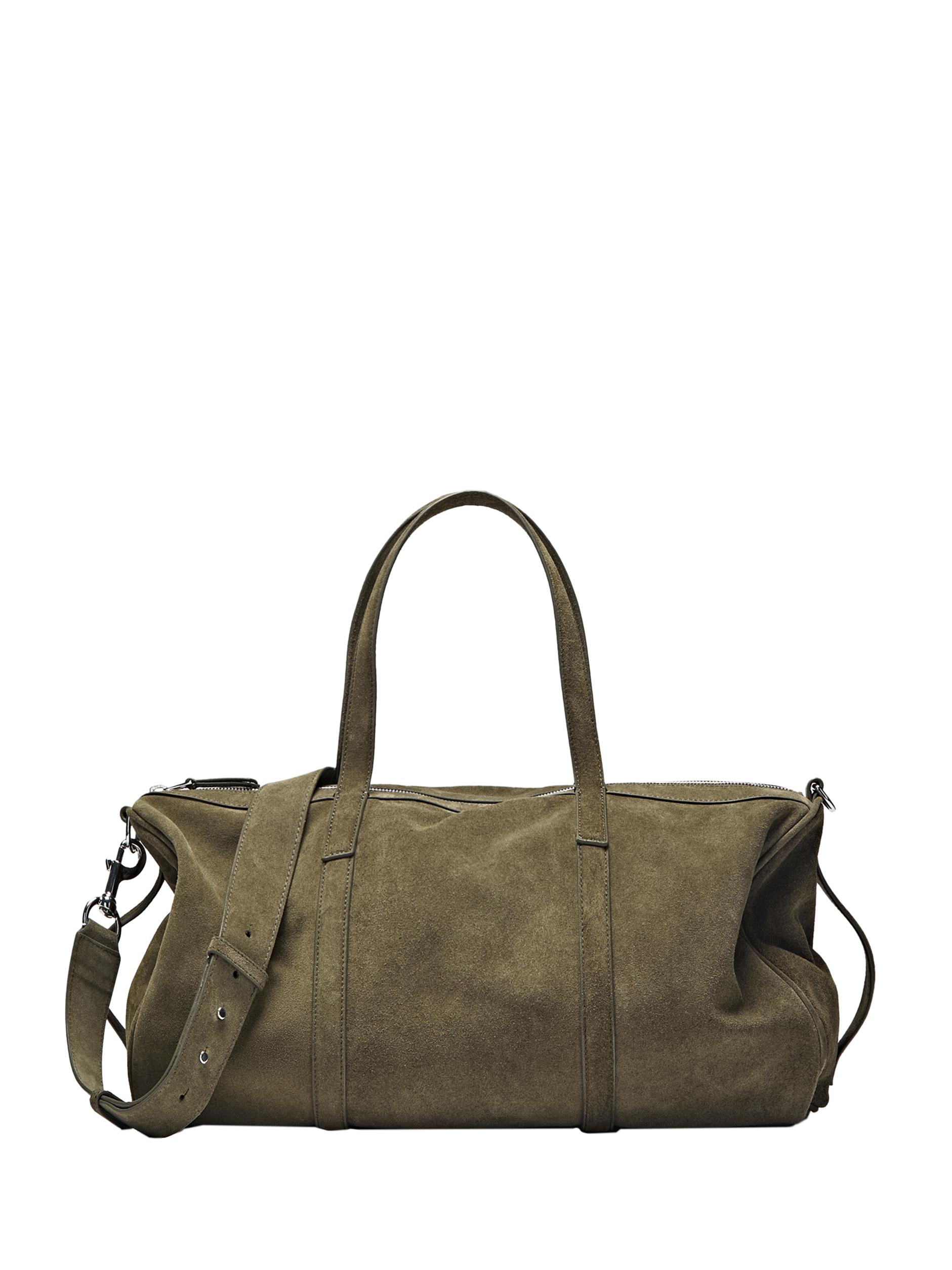 Suede leather travel bag — KHAKI