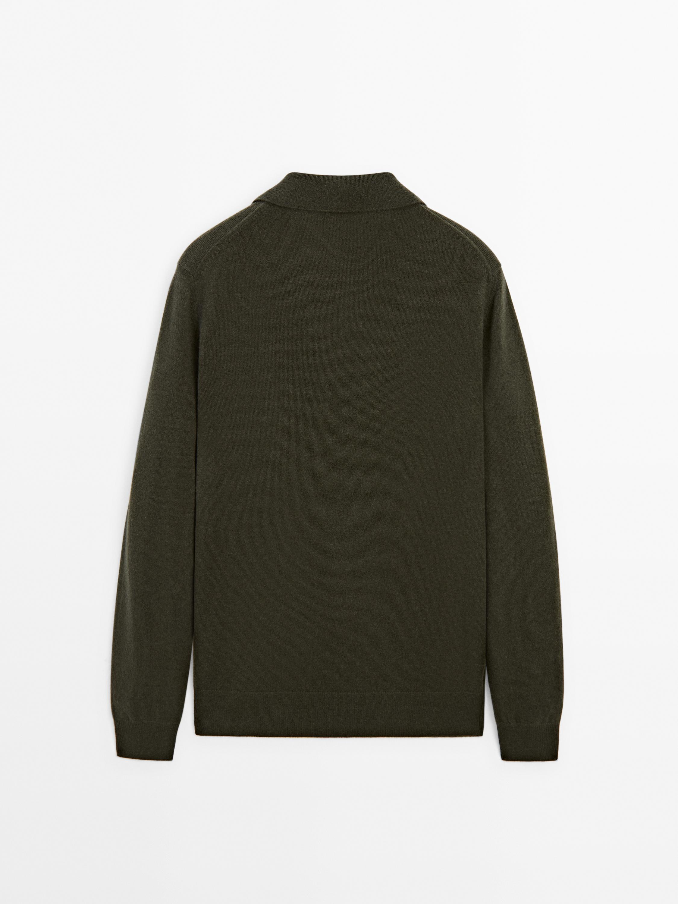 Wool blend polo collar sweater