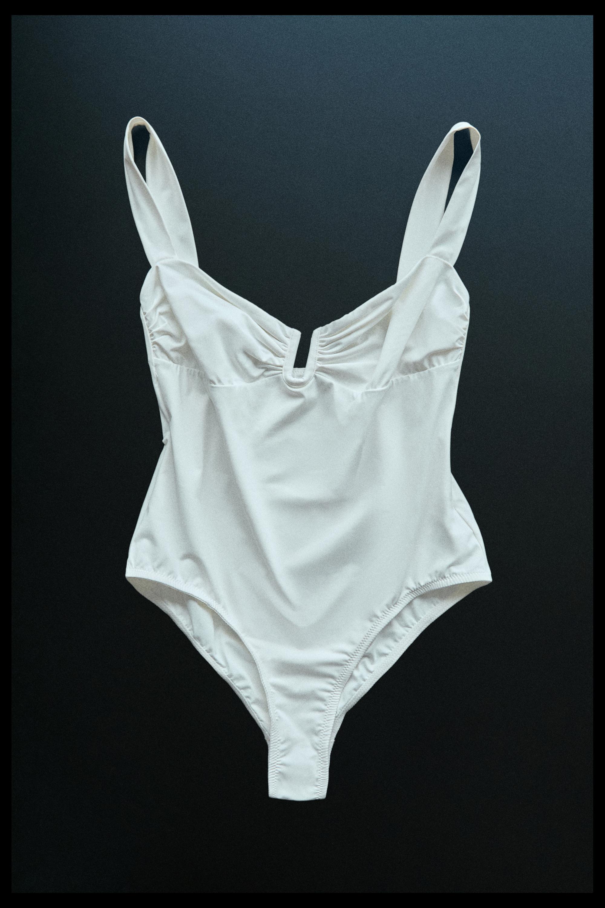Swimsuit with gathered detail — Off white