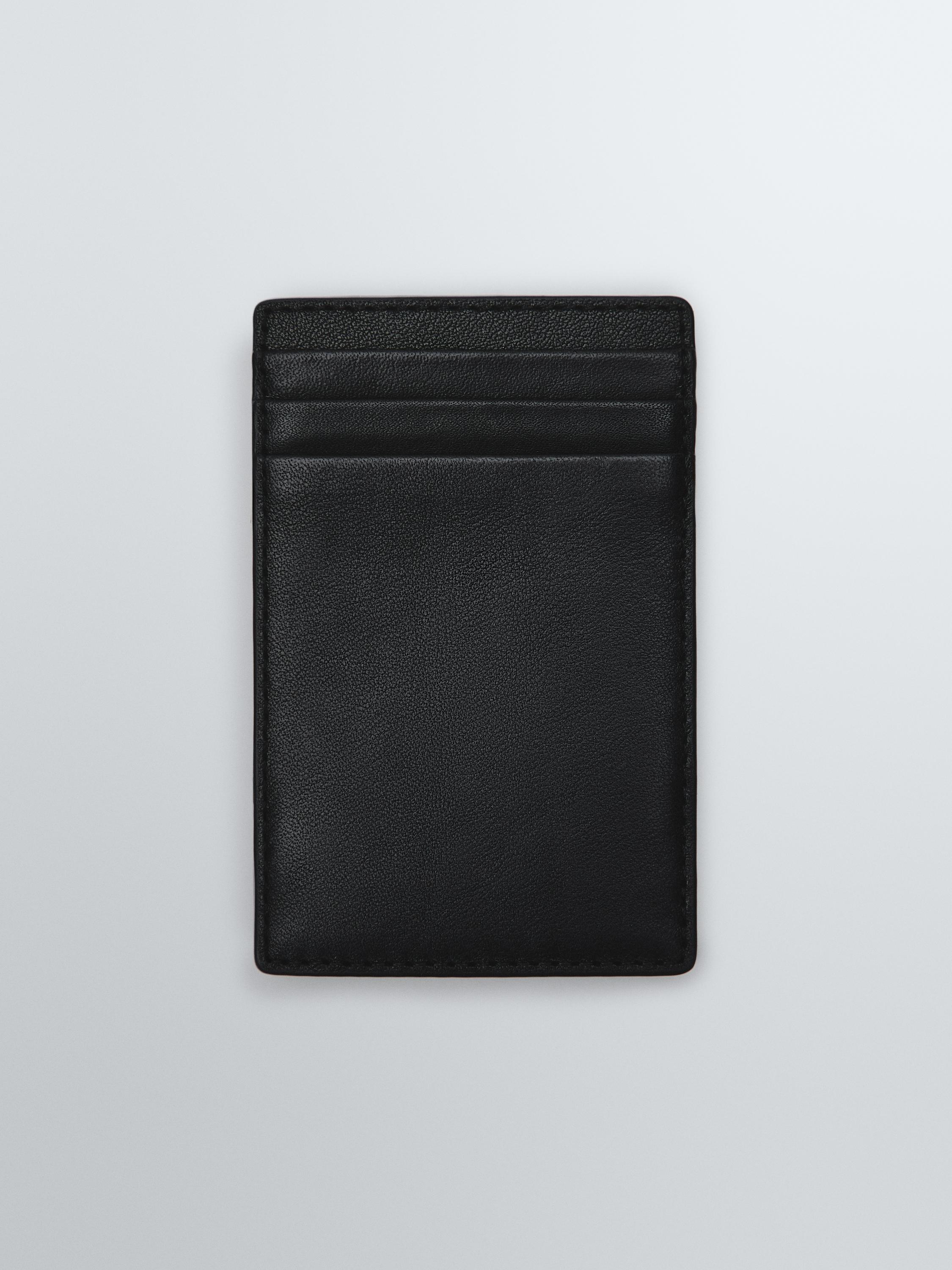 Nappa leather "magic" vertical wallet — BLACK
