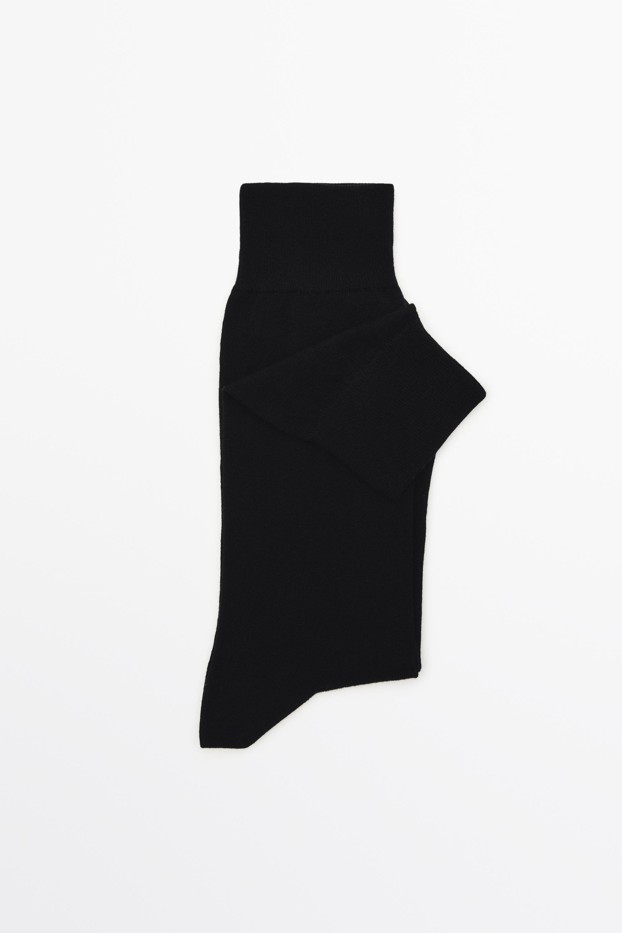 Plain cotton blend knit socks — BLACK