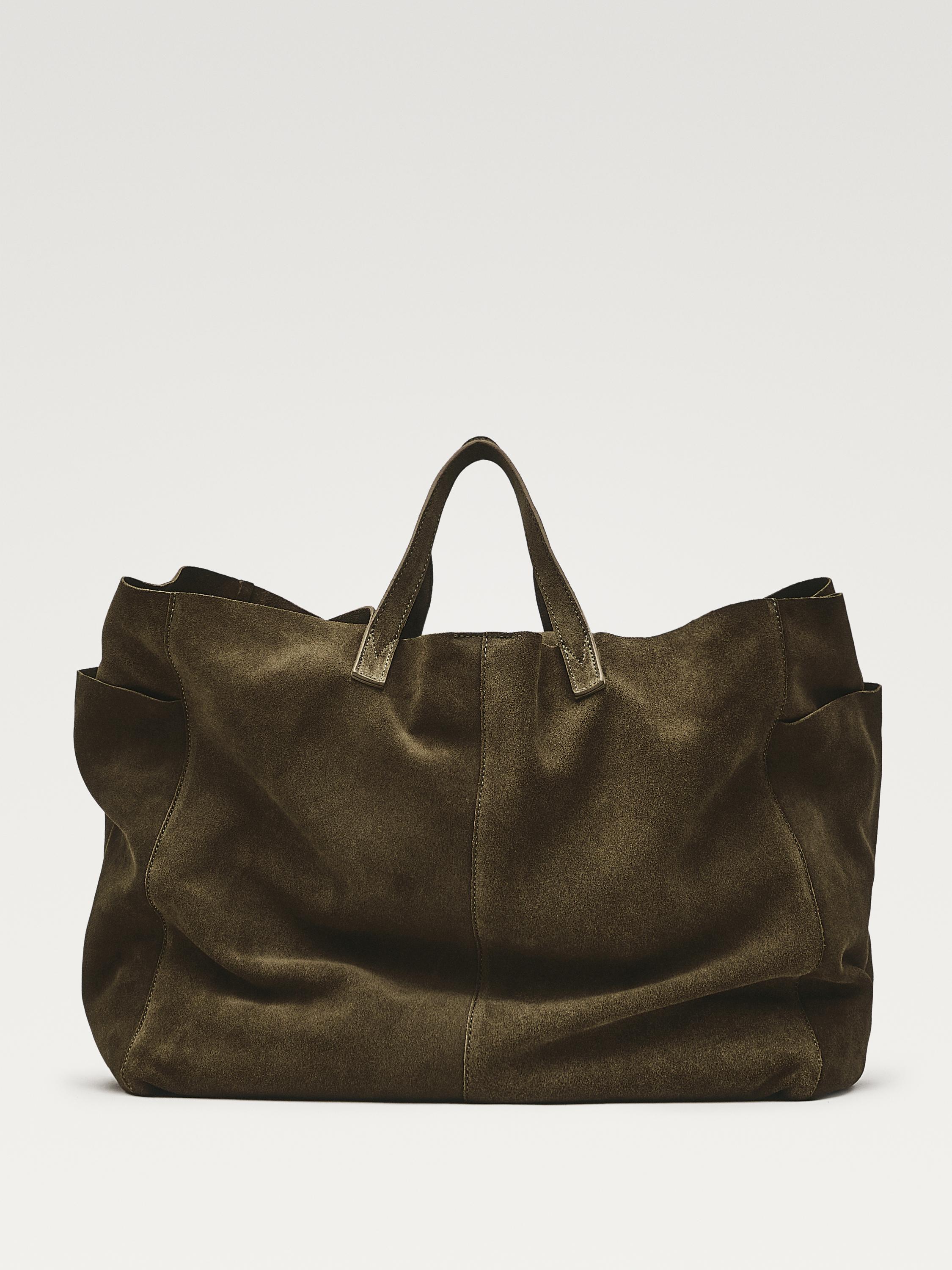 Skórzano-zamszowa torba shopper maxi
