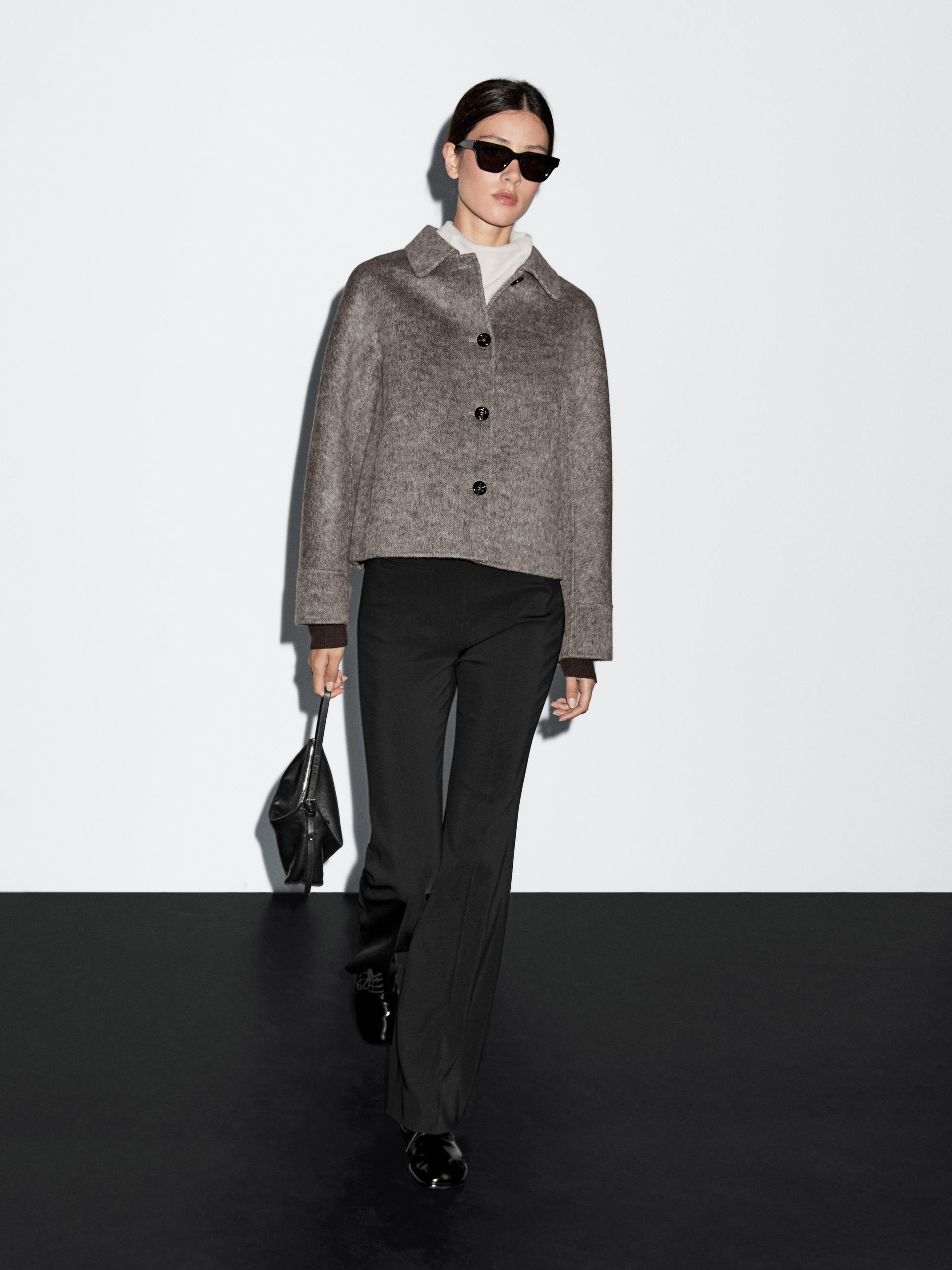 Casaco Jaspeado Curto - Tartaruga - L - Massimo Dutti - Mulher