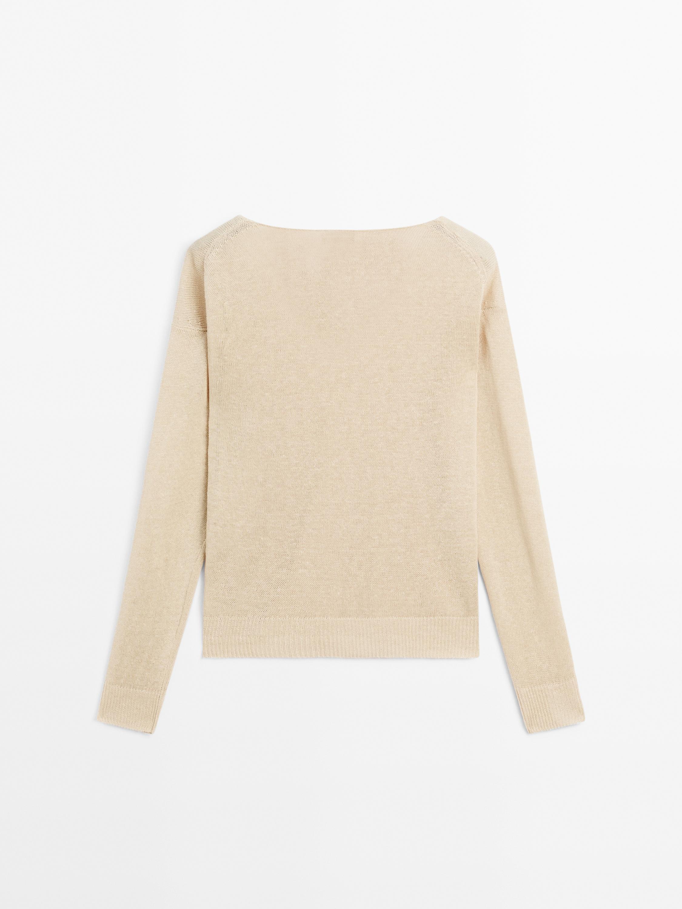 100% linen long sleeve knit sweater