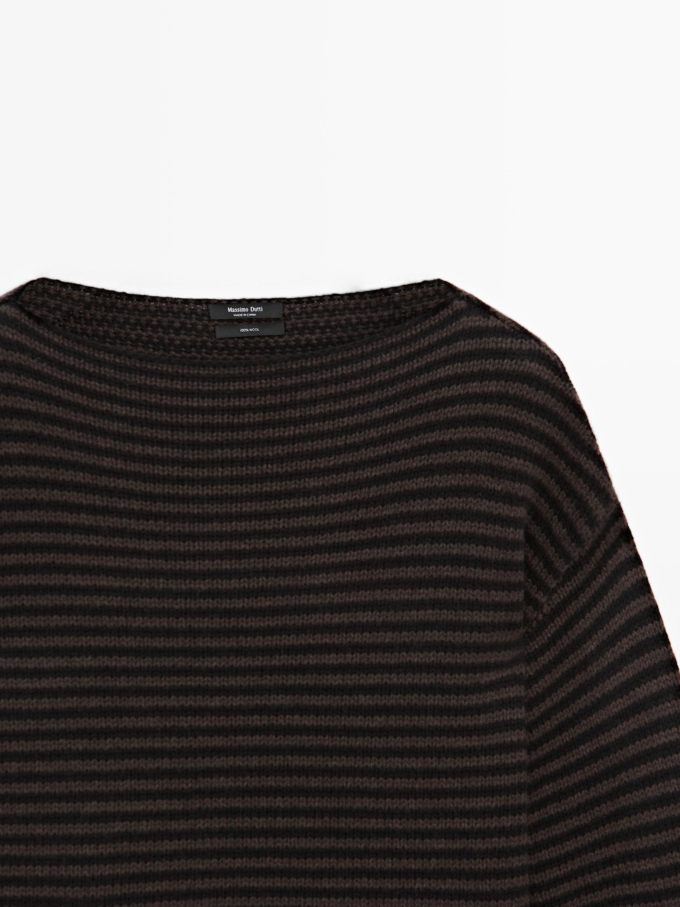 100% wool striped knit sweater