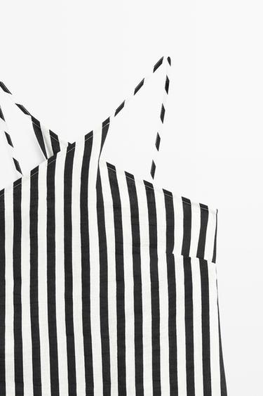 Striped midi dress with crisscross straps — BLACK 4