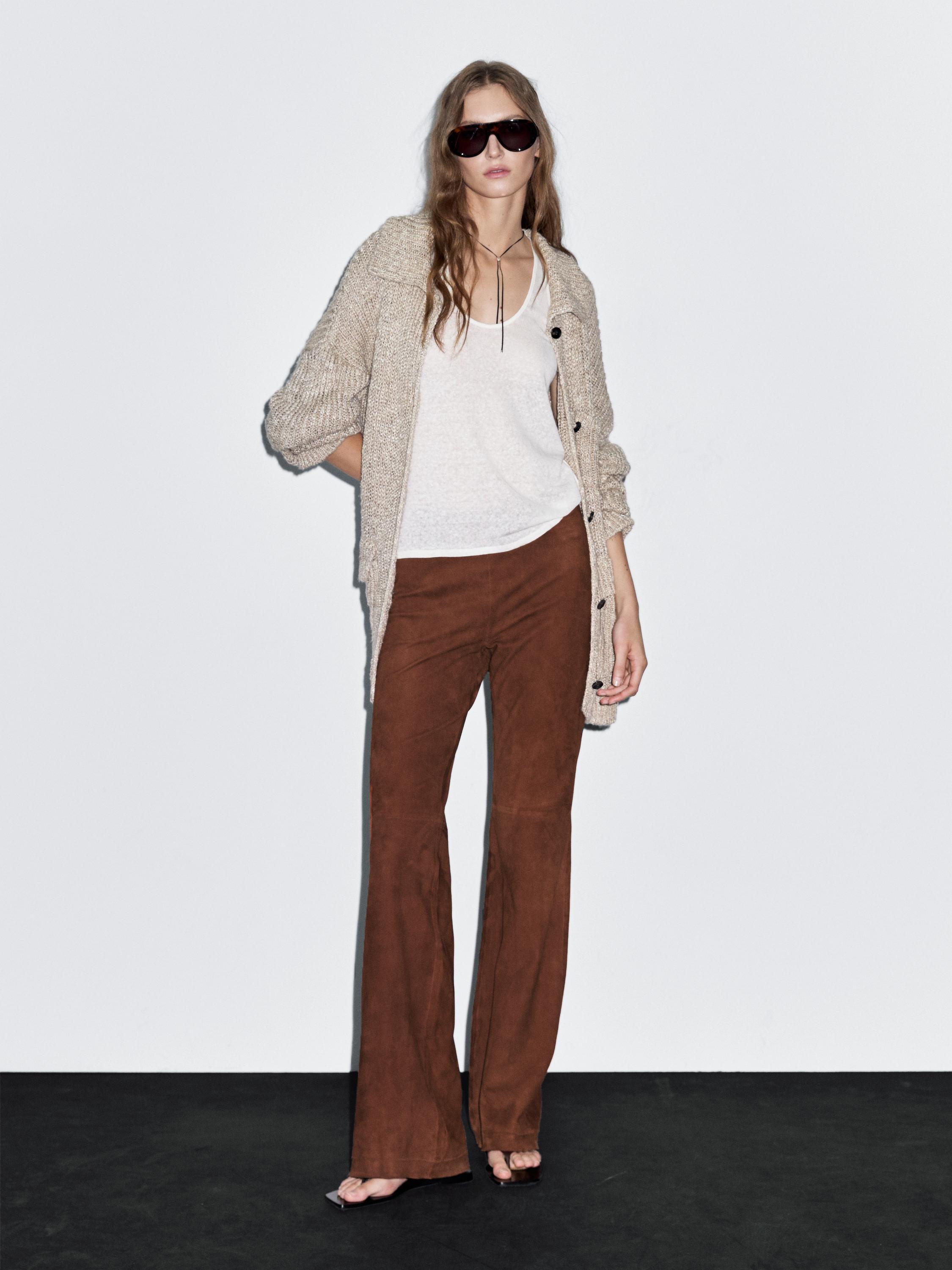 Suede leather trousers