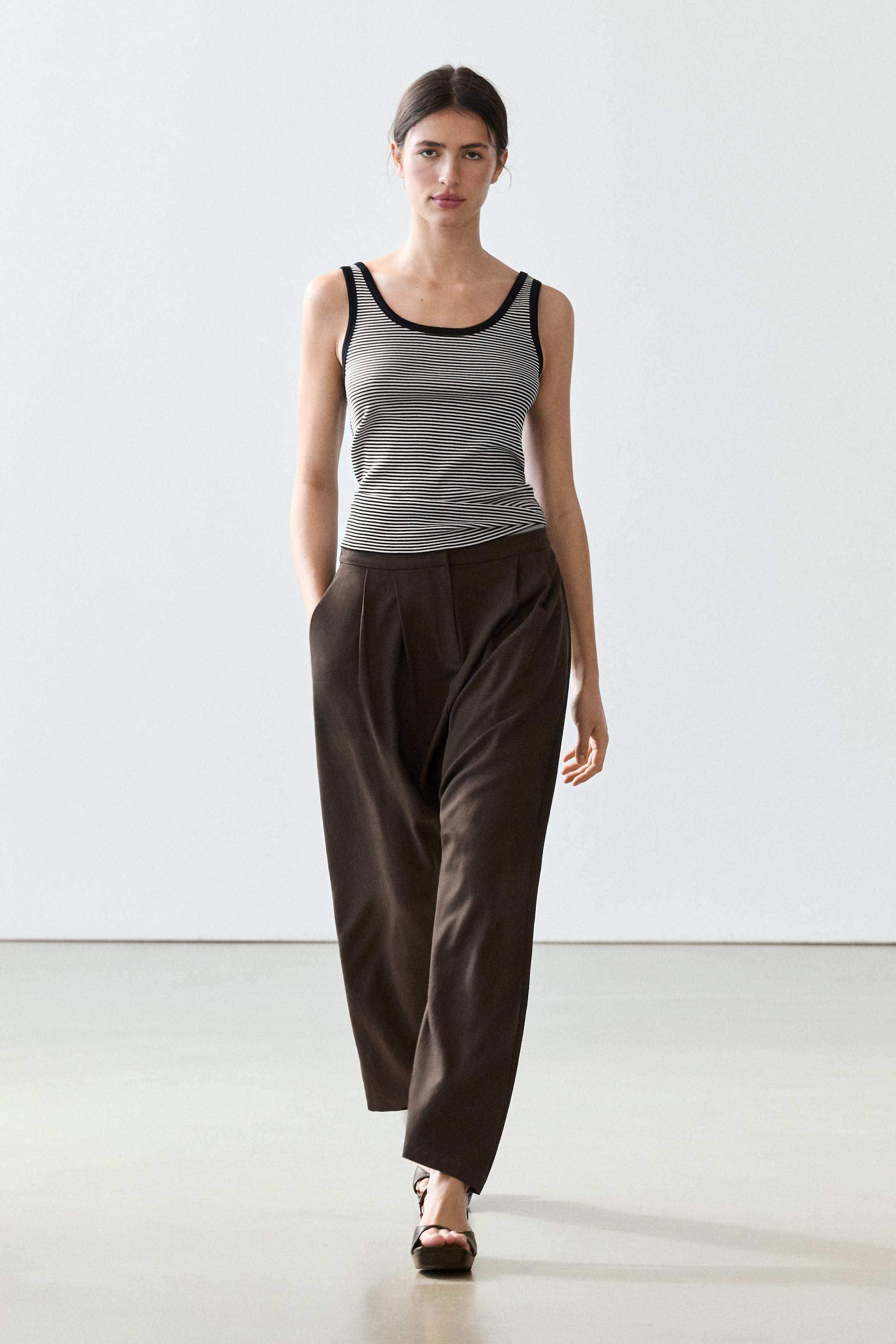 Топ из хлопка с деталью в полоску