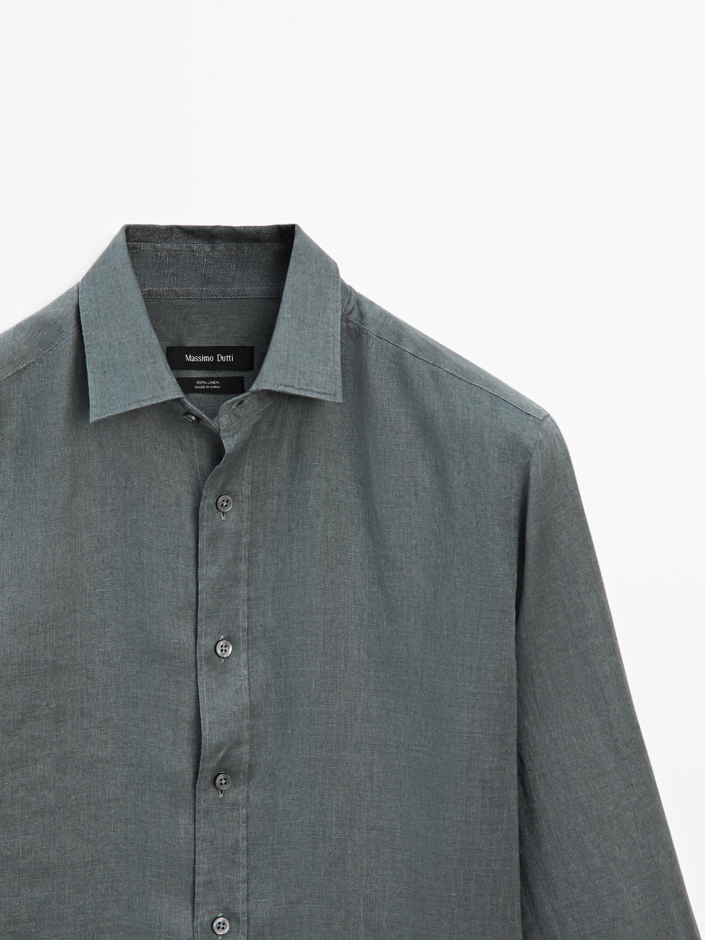 100% linen slim fit shirt