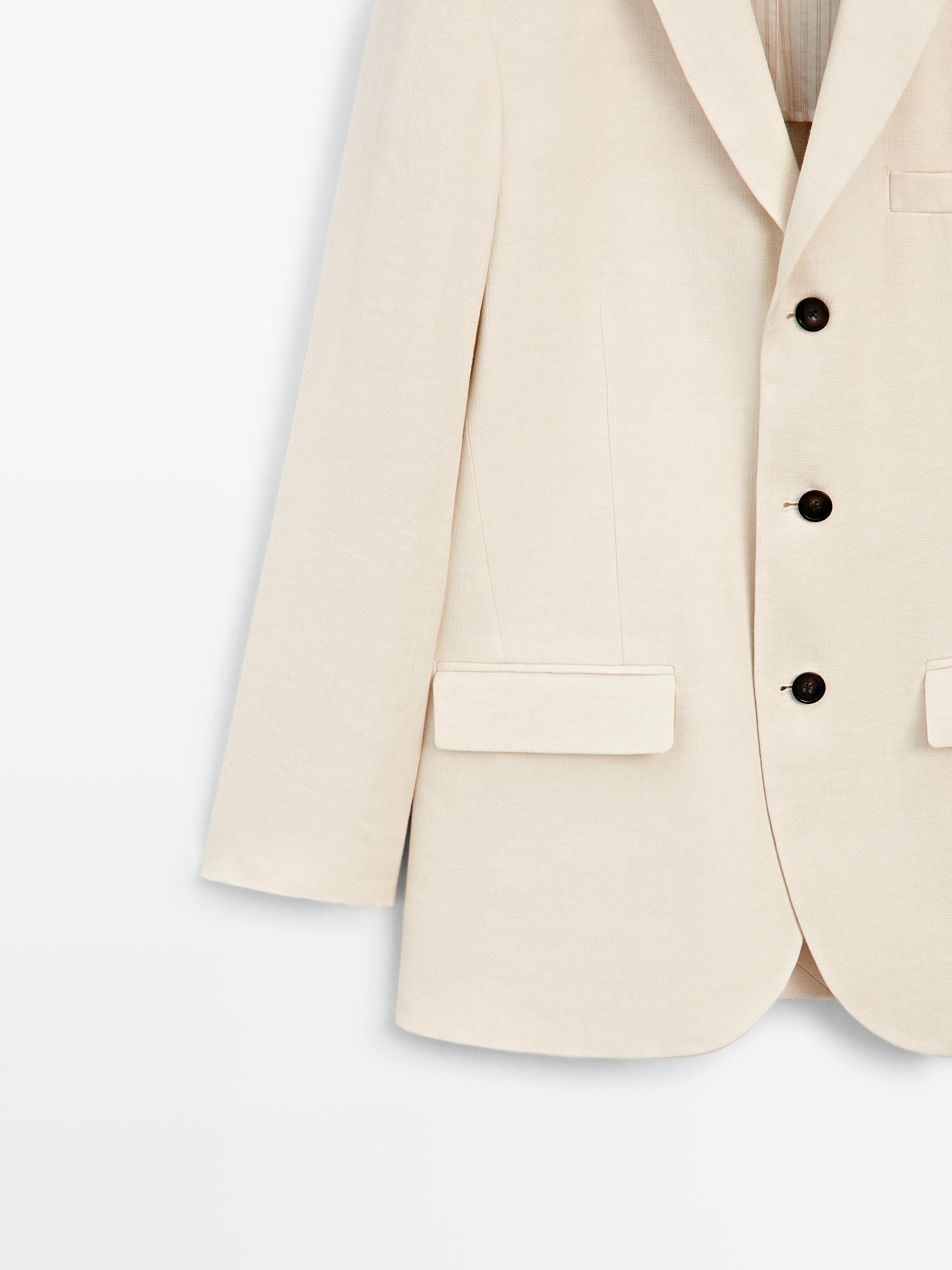 Linen blend suit blazer — CREAM