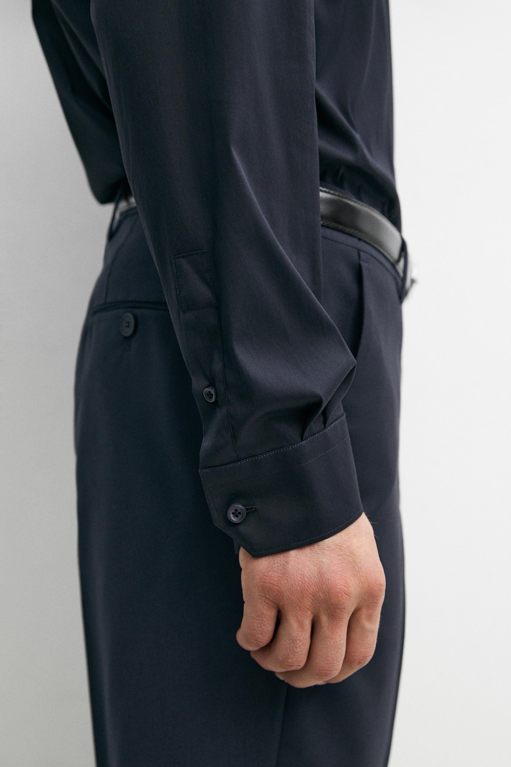 Slim fit stretch shirt — NAVY BLUE