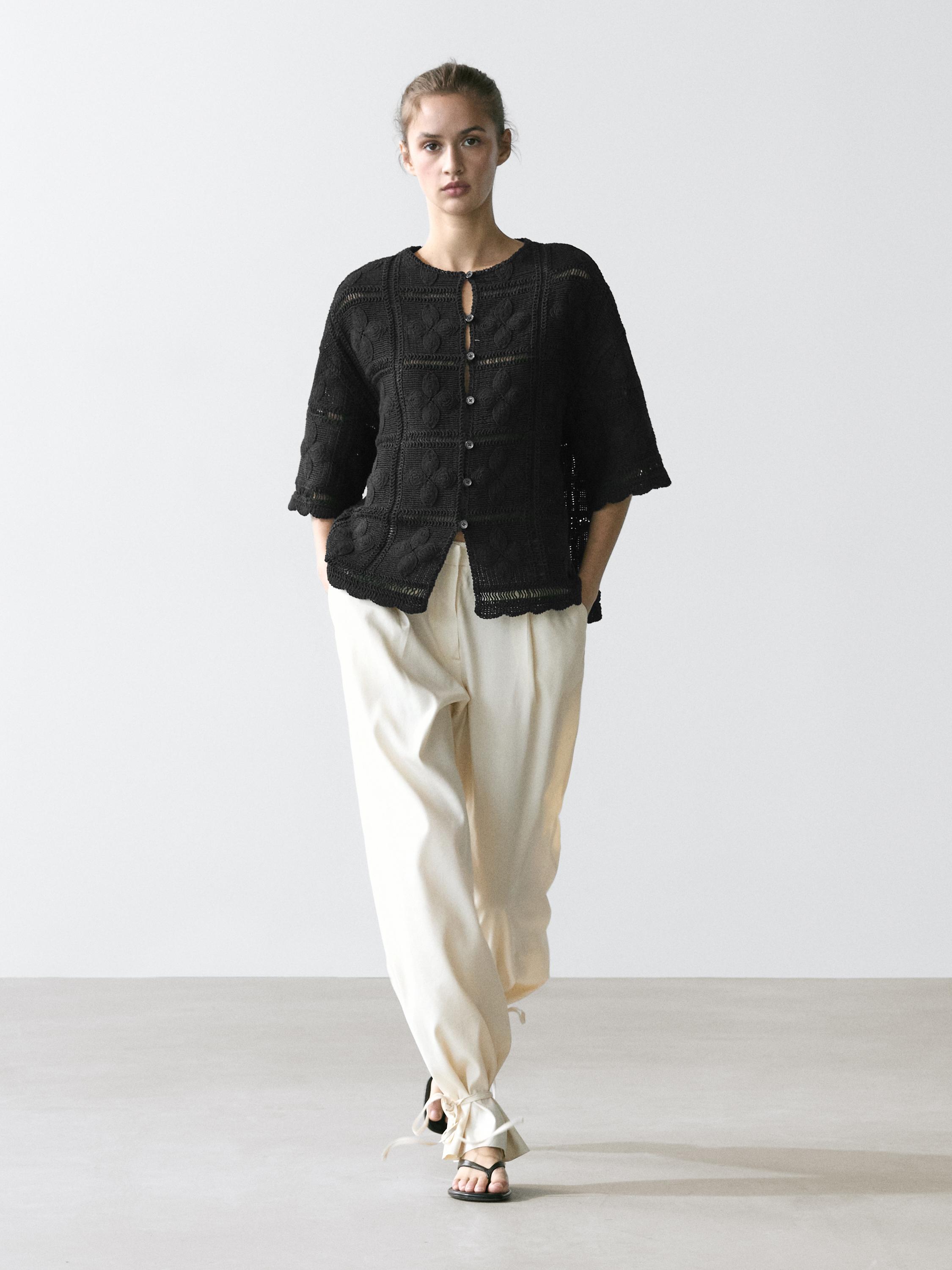 Cutwork crochet cardigan