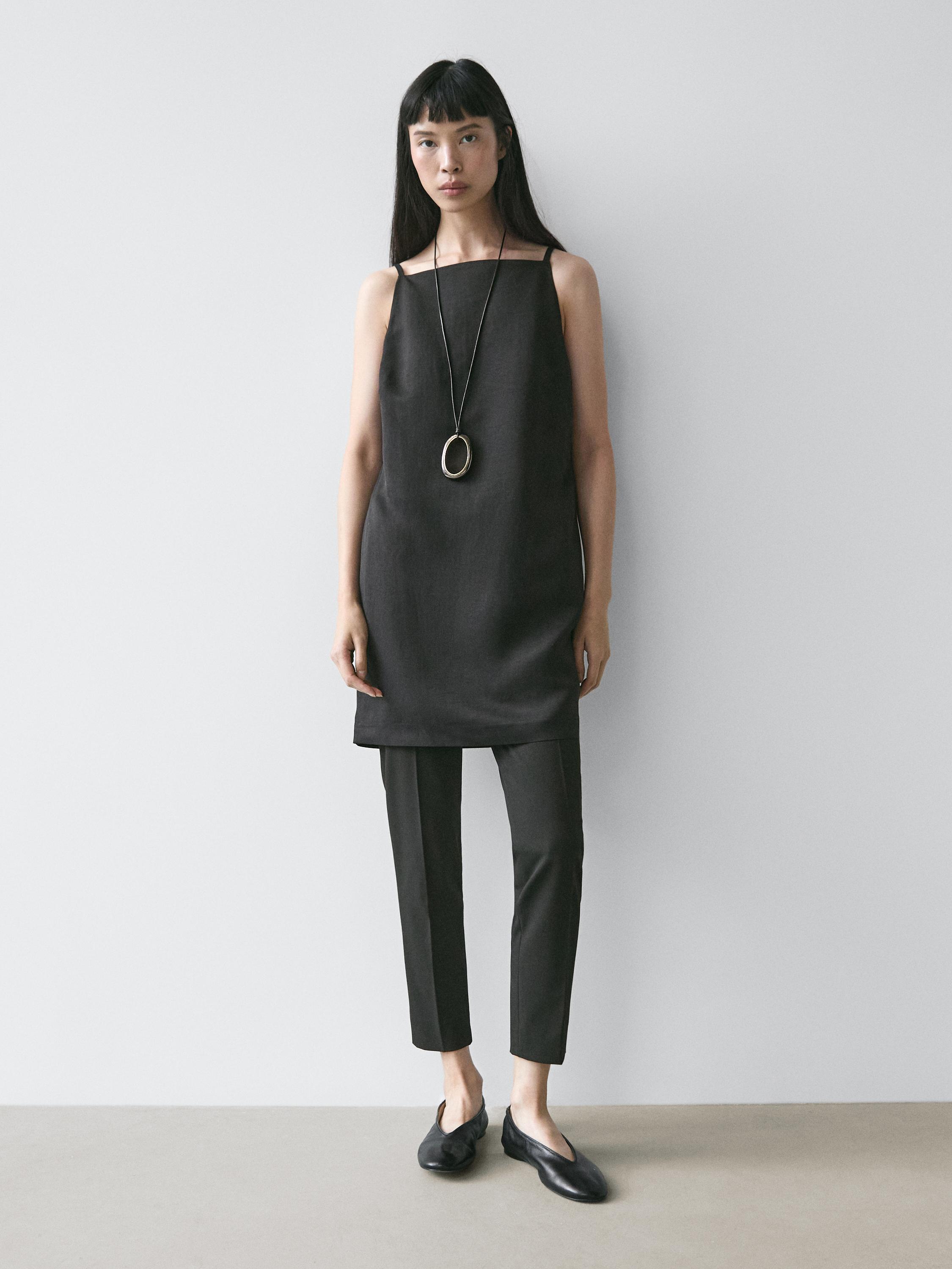 Thin strap mini dress — BLACK
