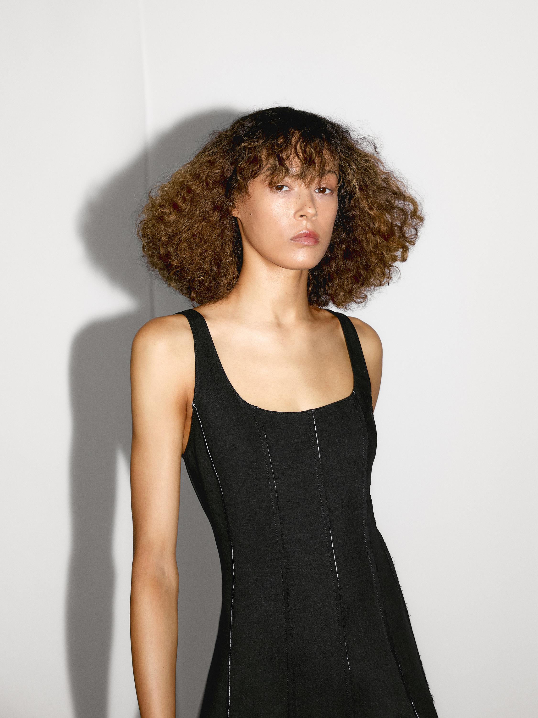 Long flowing linen blend dress