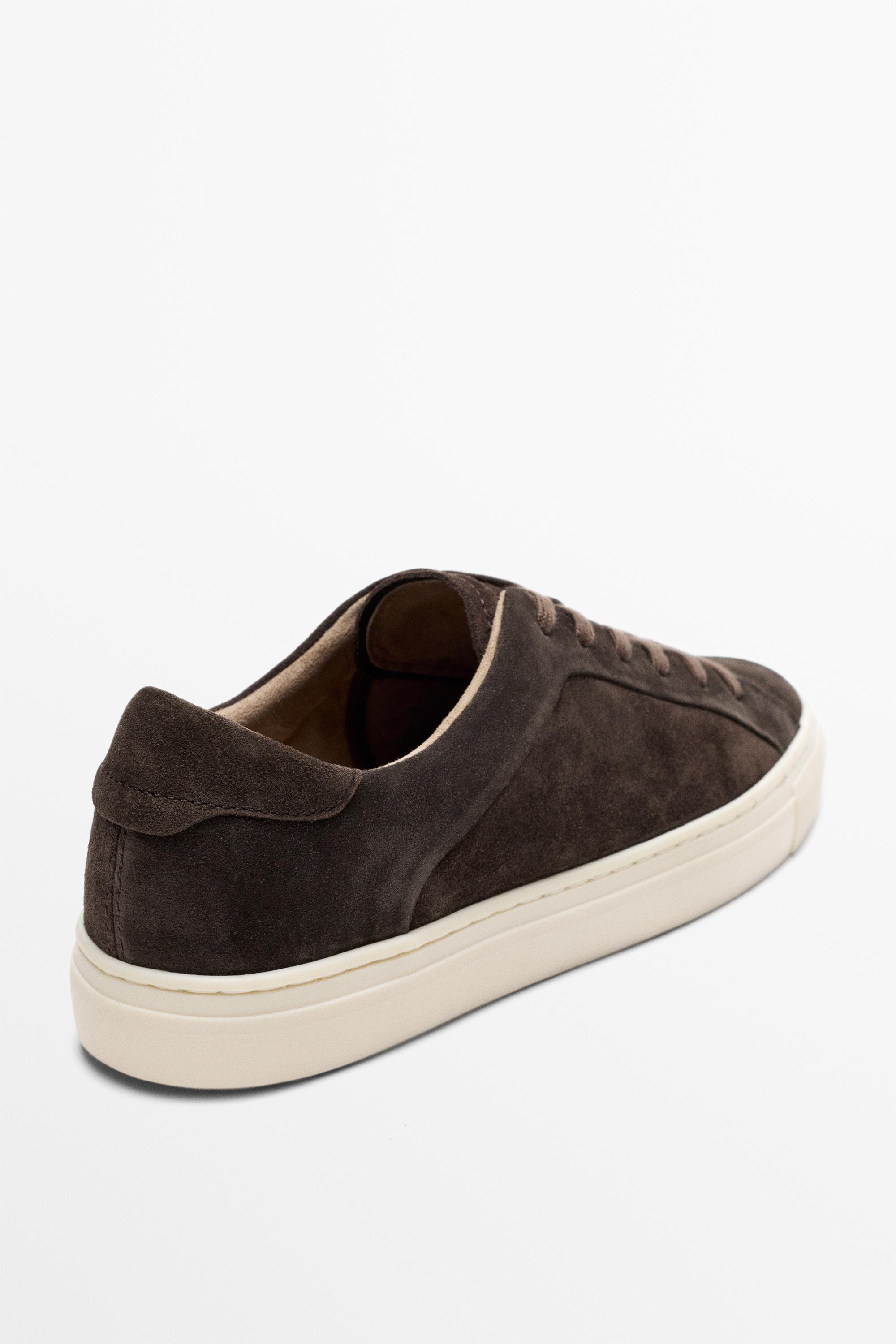 Leather trainers with lug sole — BROWN
