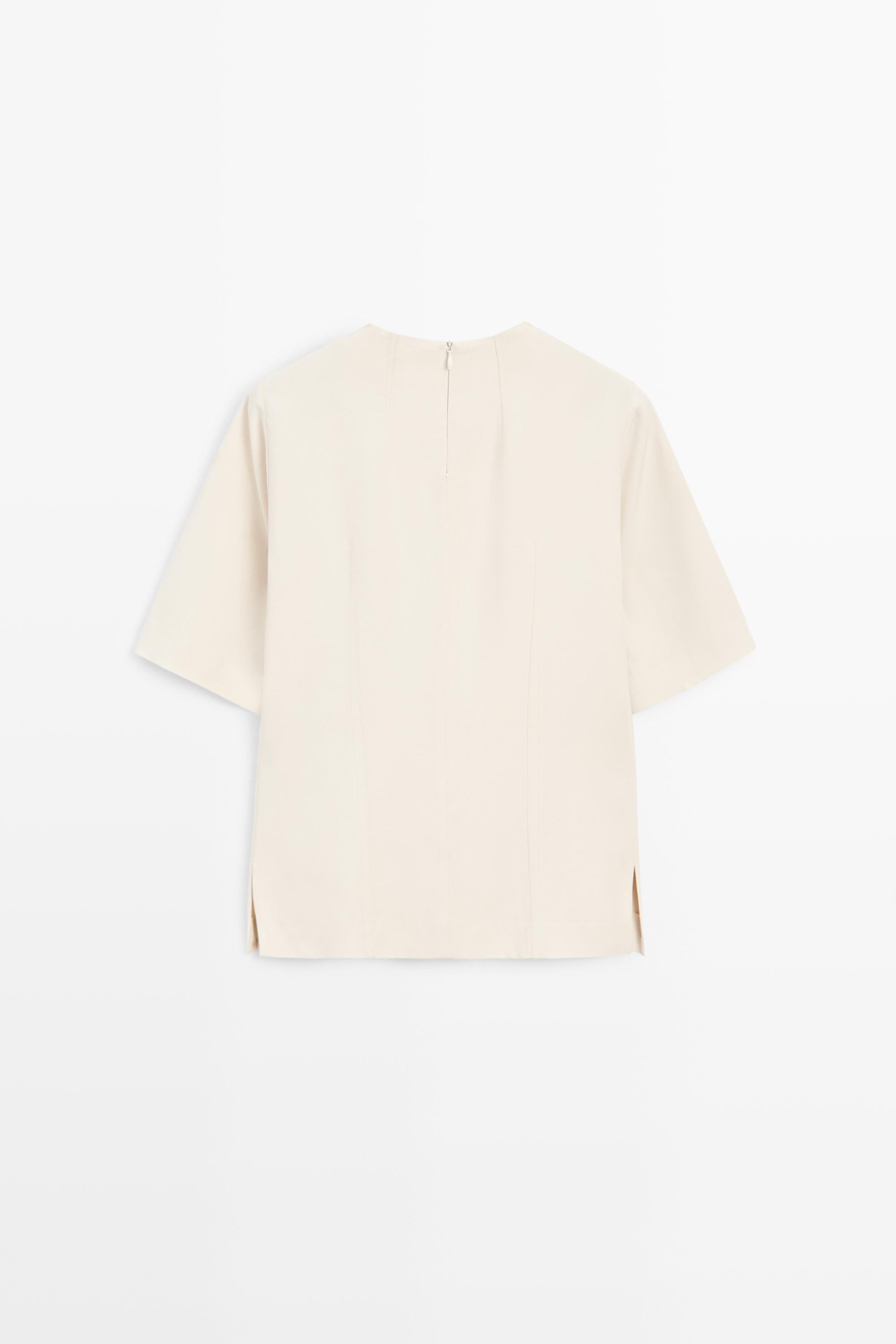 Flowing elbow-length sleeve top — CREAM