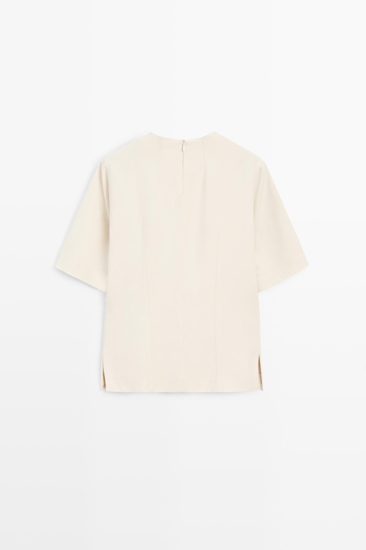 Flowing elbow-length sleeve top — CREAM