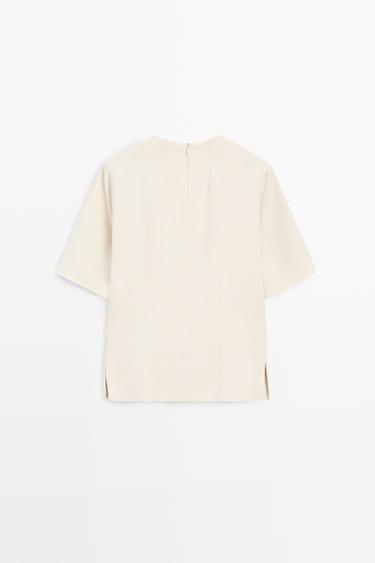 Flowing elbow-length sleeve top — CREAM 6