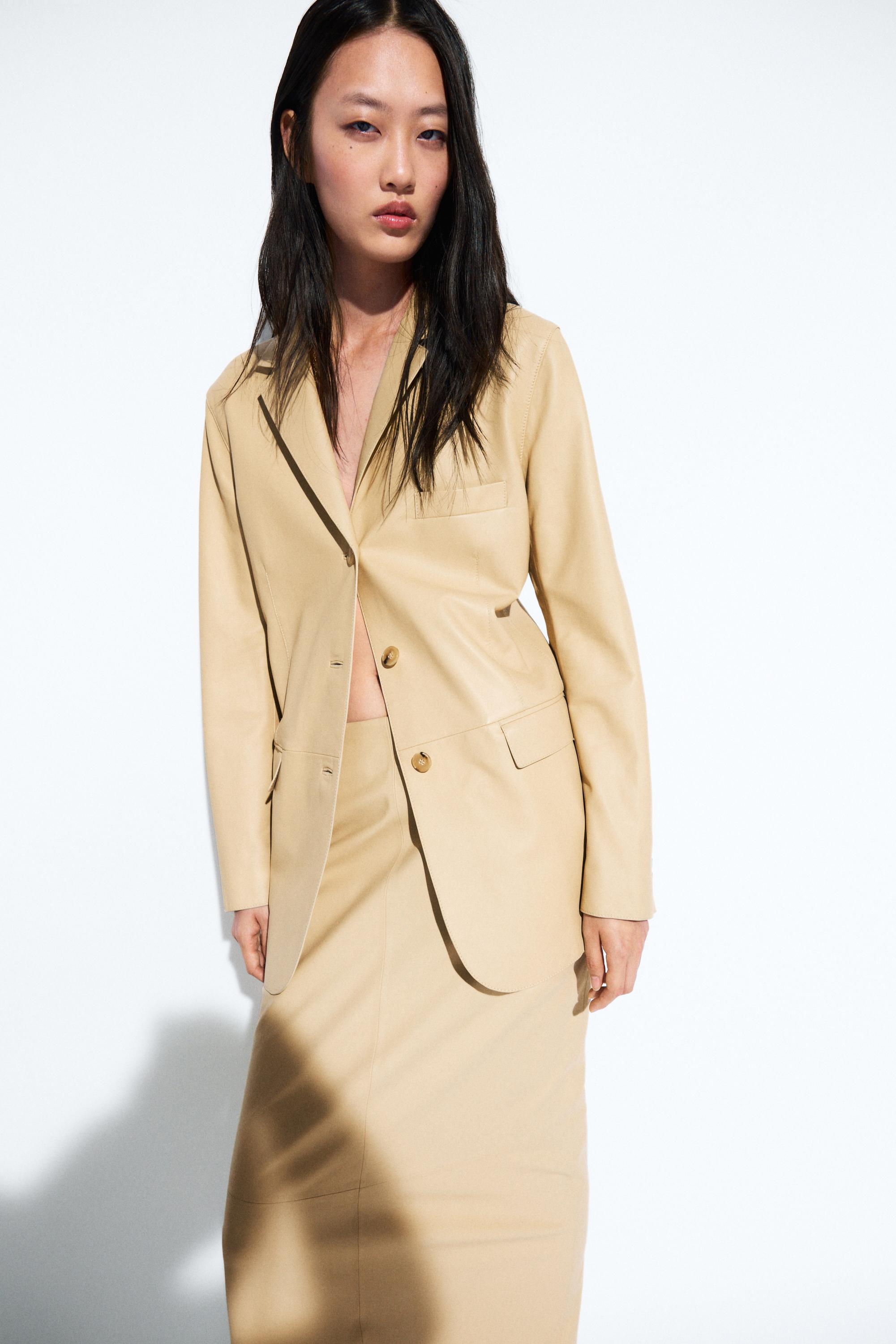Nappa leather blazer — Vanilla
