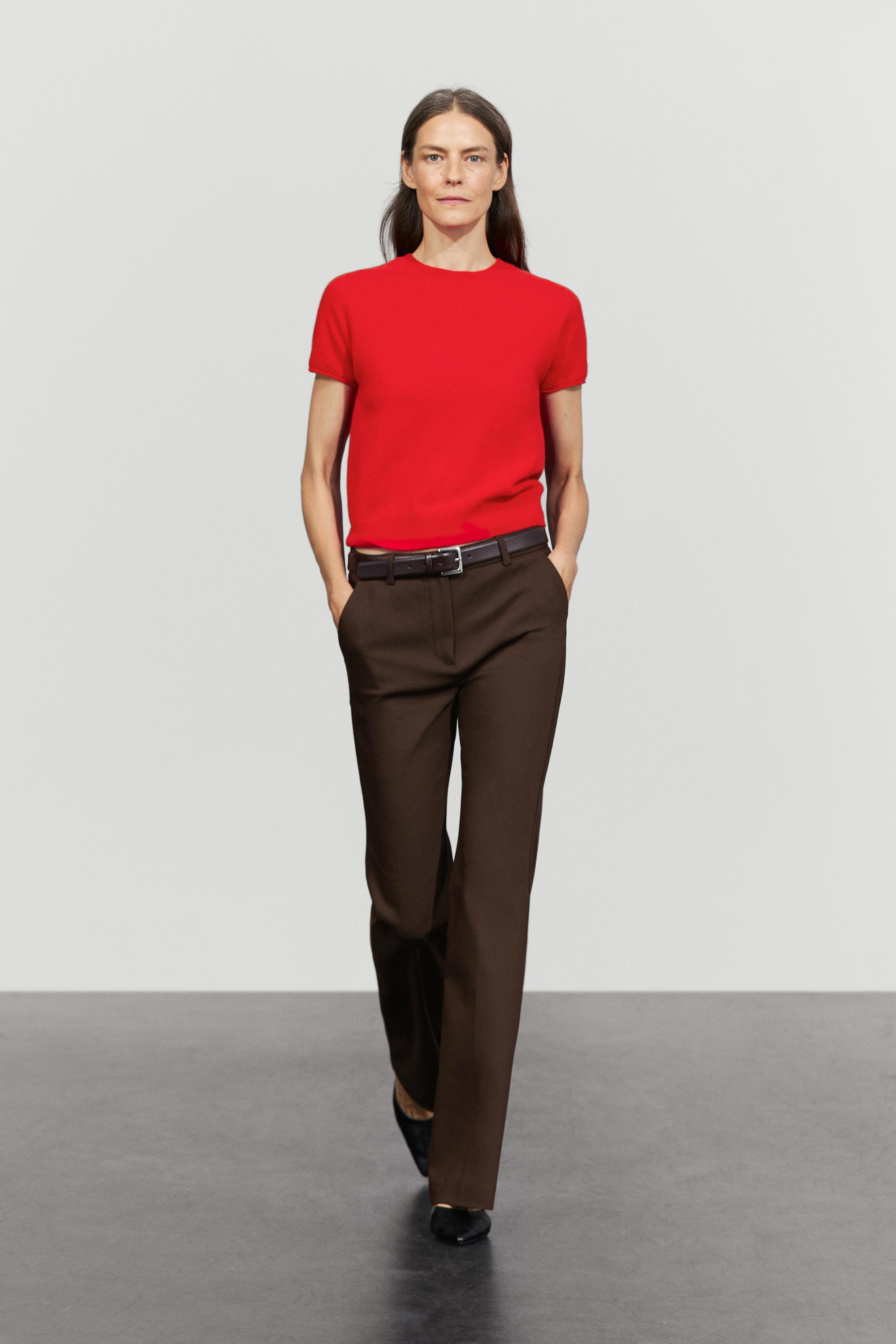 100% cashmere short sleeve knit sweater