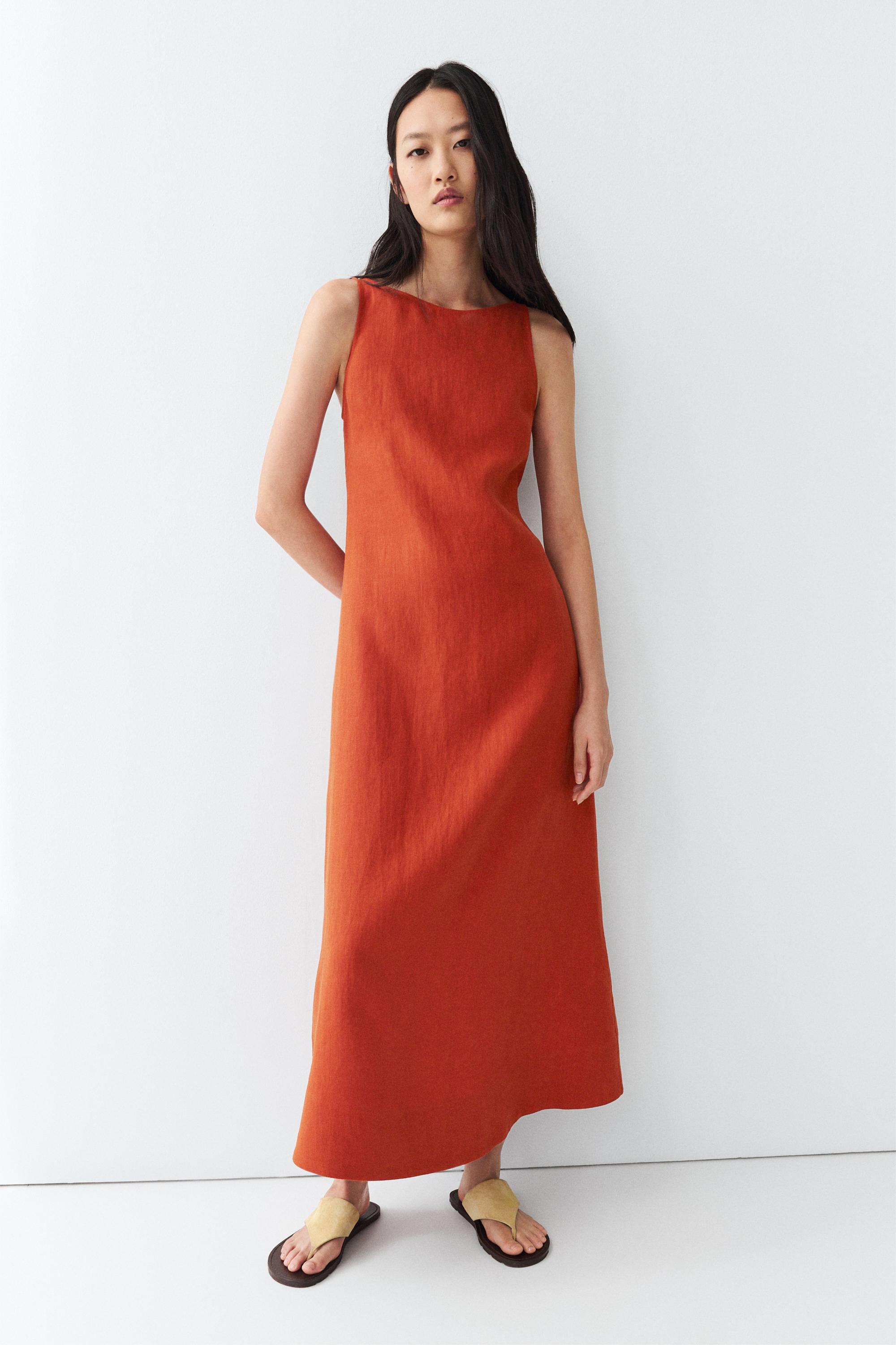 100% linen halter dress — RED