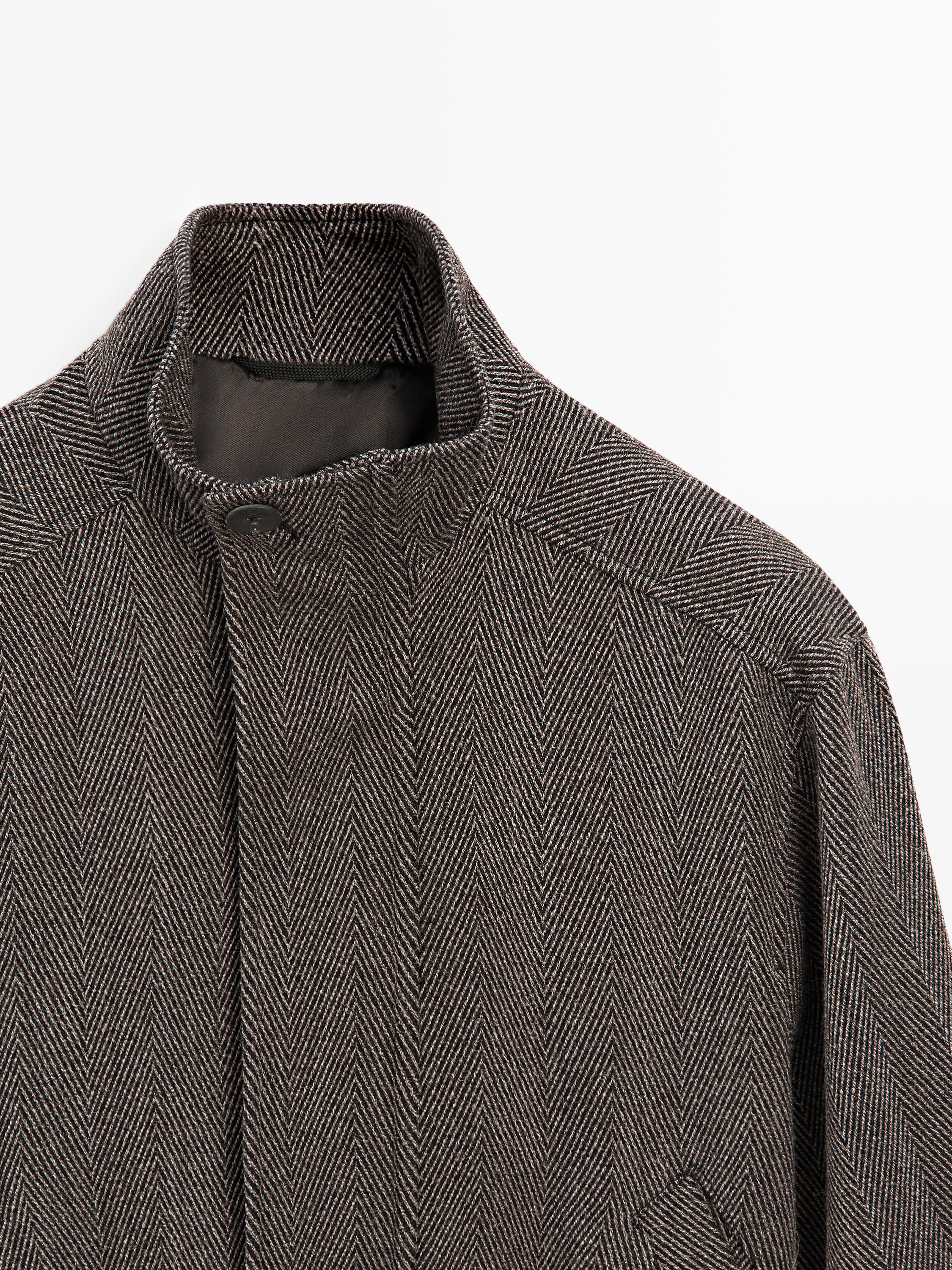 Wool blend herringbone bomber jacket - LIMITED