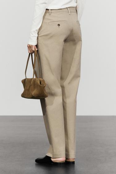 Stretch cotton blend pants — BEIGE 5