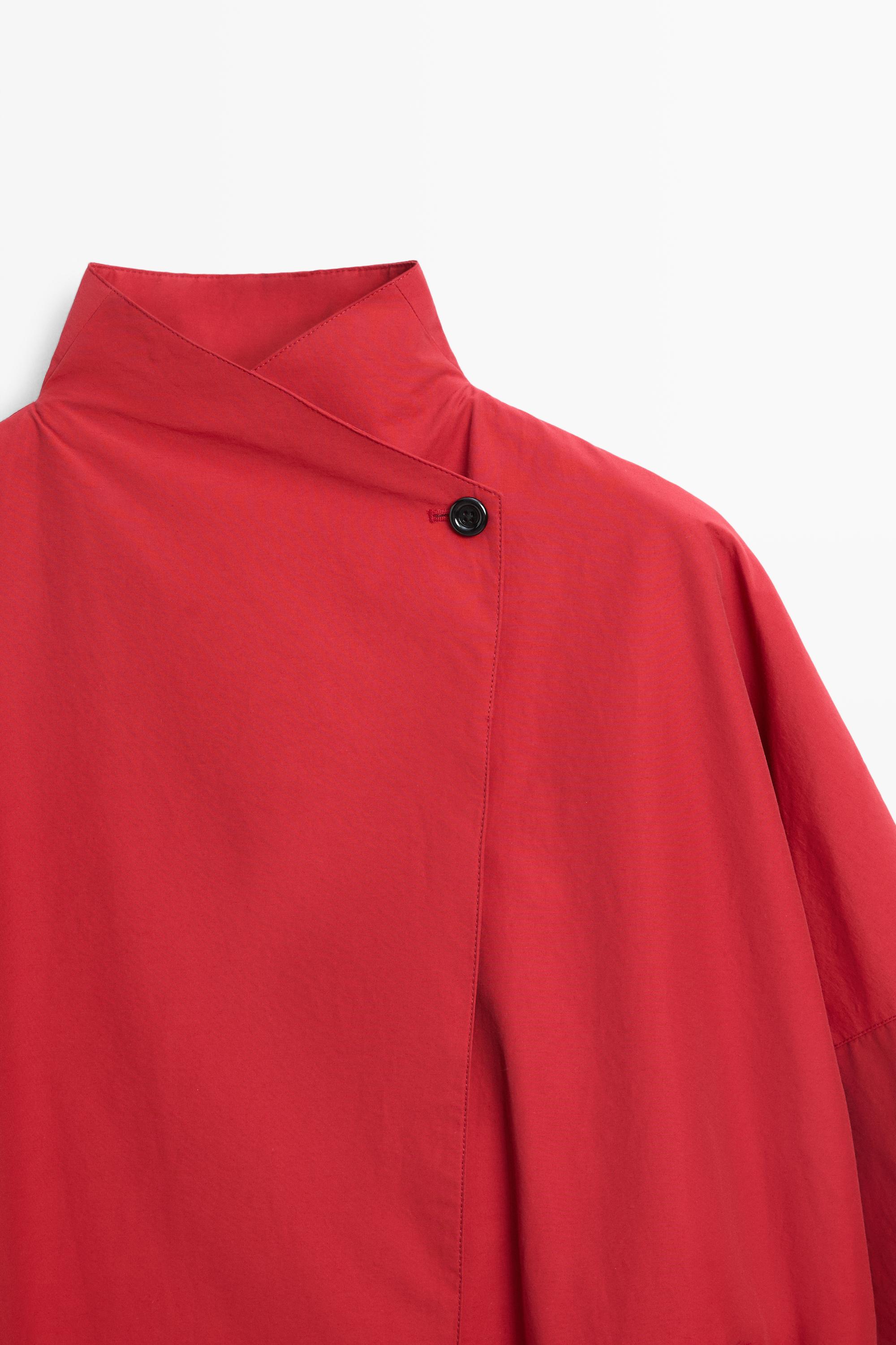 Technical bomber jacket with side button — BRIGHT RED