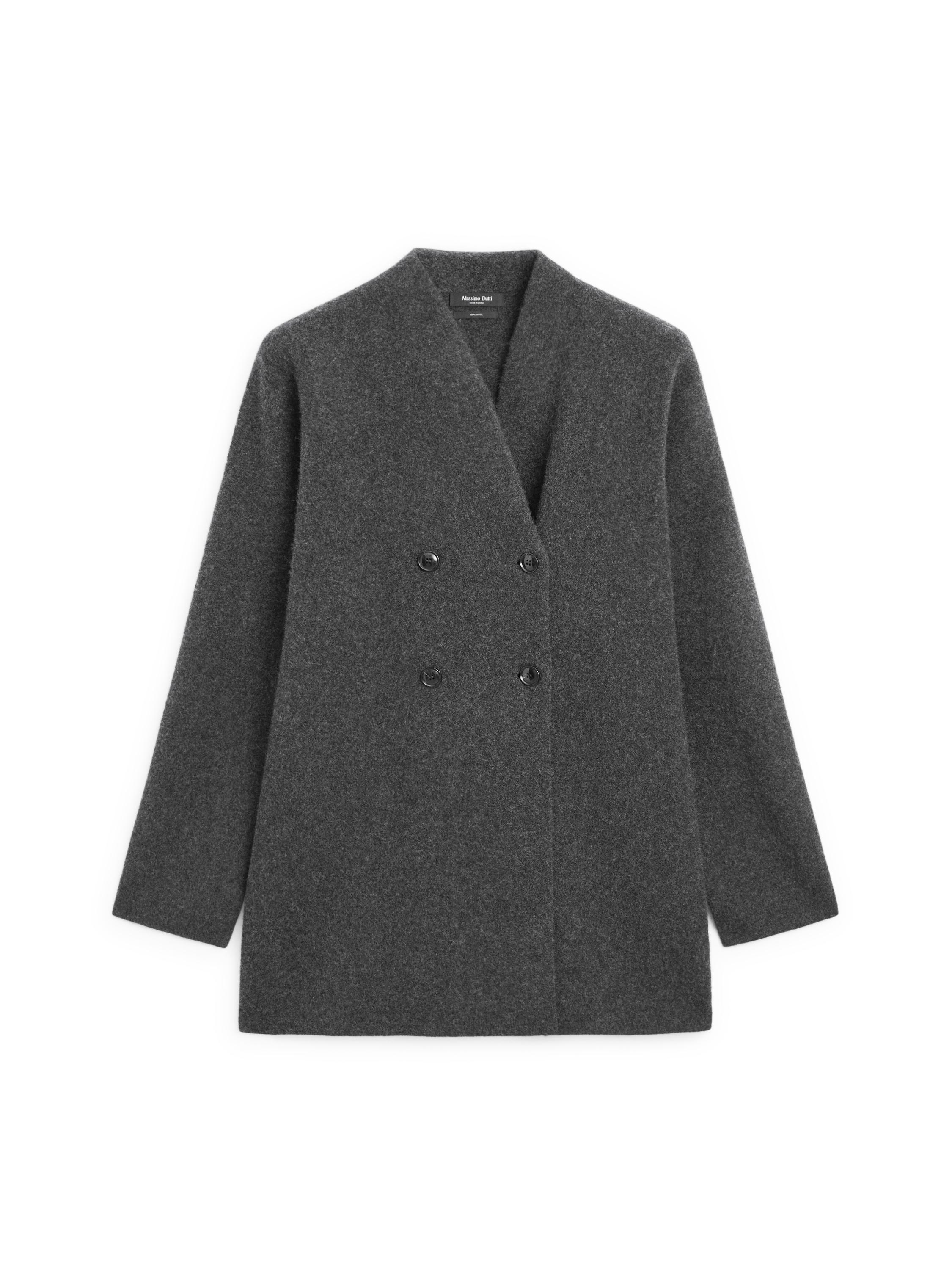 Long double-breasted wool cardigan · Medium Grey · Cardigan